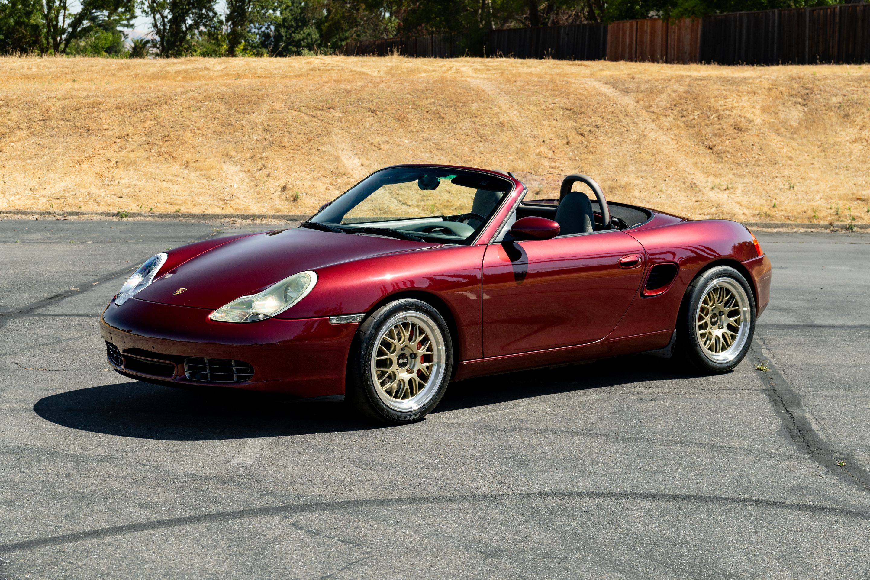 Red Porsche 986 Boxster with 18" ML-10RT Apex wheels in Machined Lip Gloss Motorsport Gold
