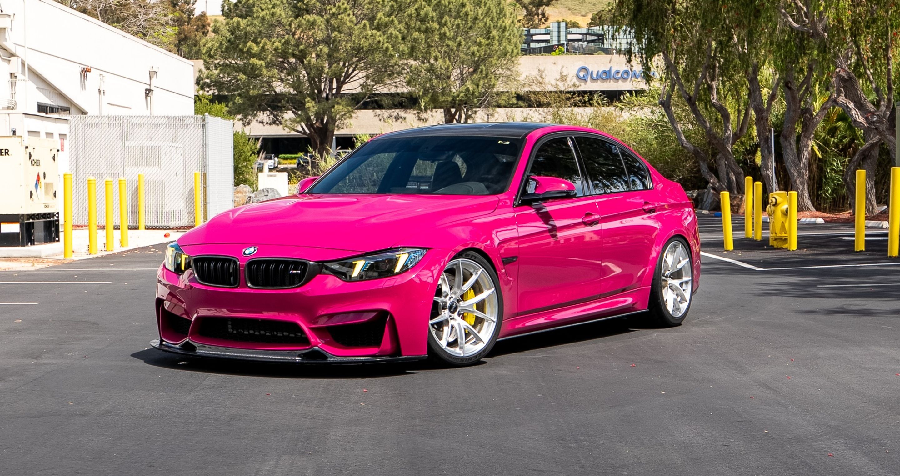 Pink BMW F80 M3 with 19" VS-5RS Apex wheels in Brushed Clear