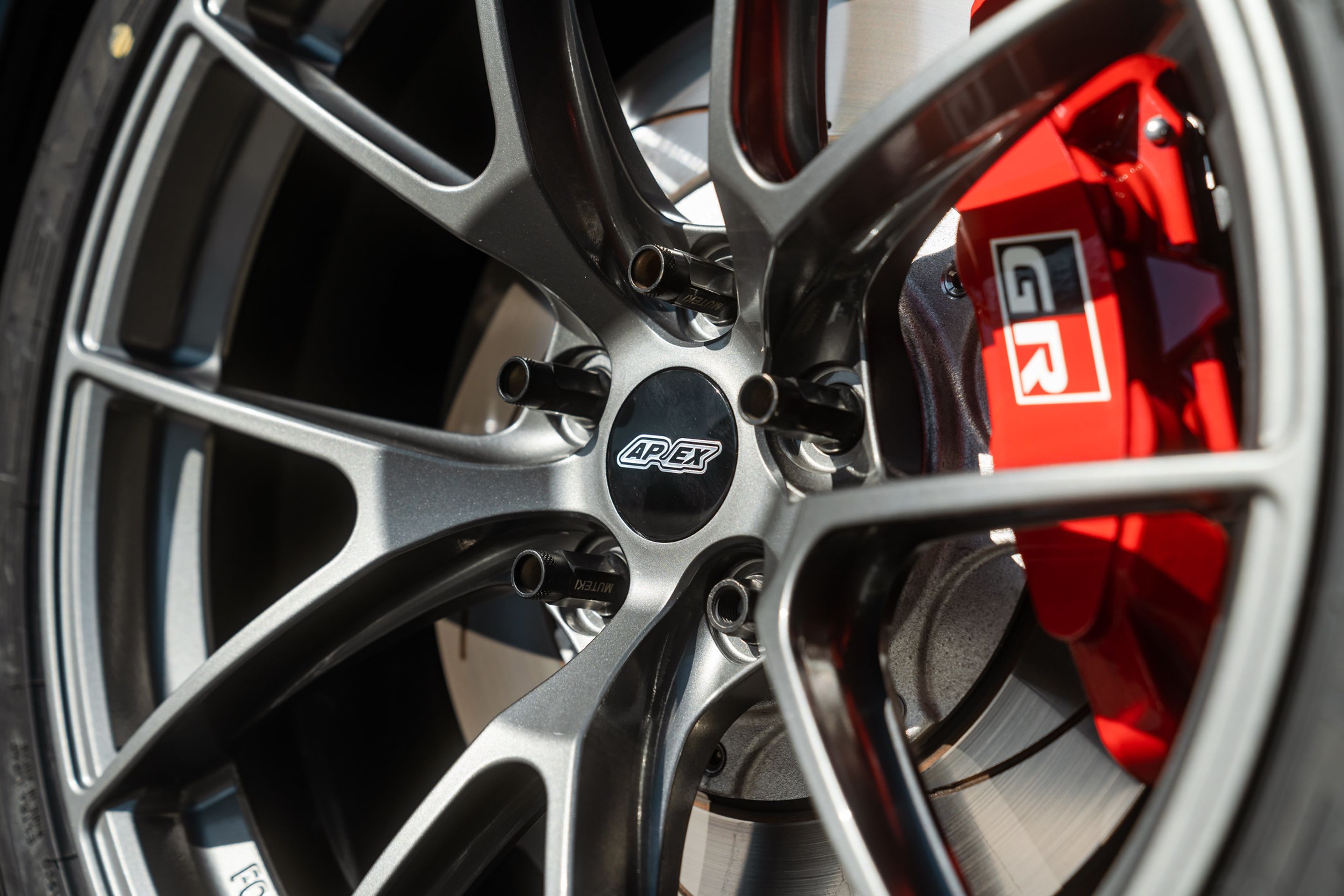 Black Toyota GR Corolla with 19" VS-5RS Apex wheels in Anthracite