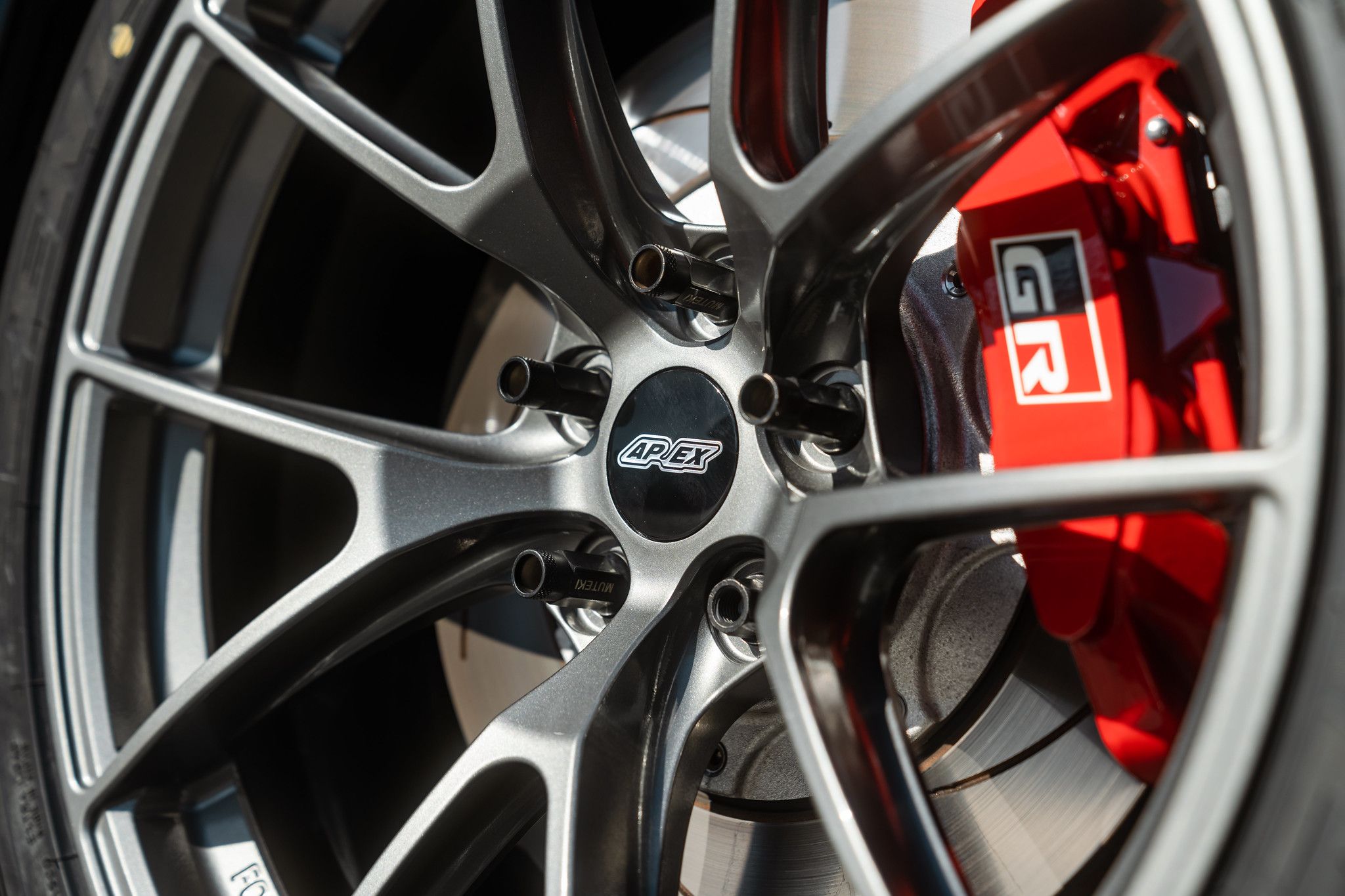 Black Toyota GR Corolla with 19" VS-5RS Apex wheels in Anthracite