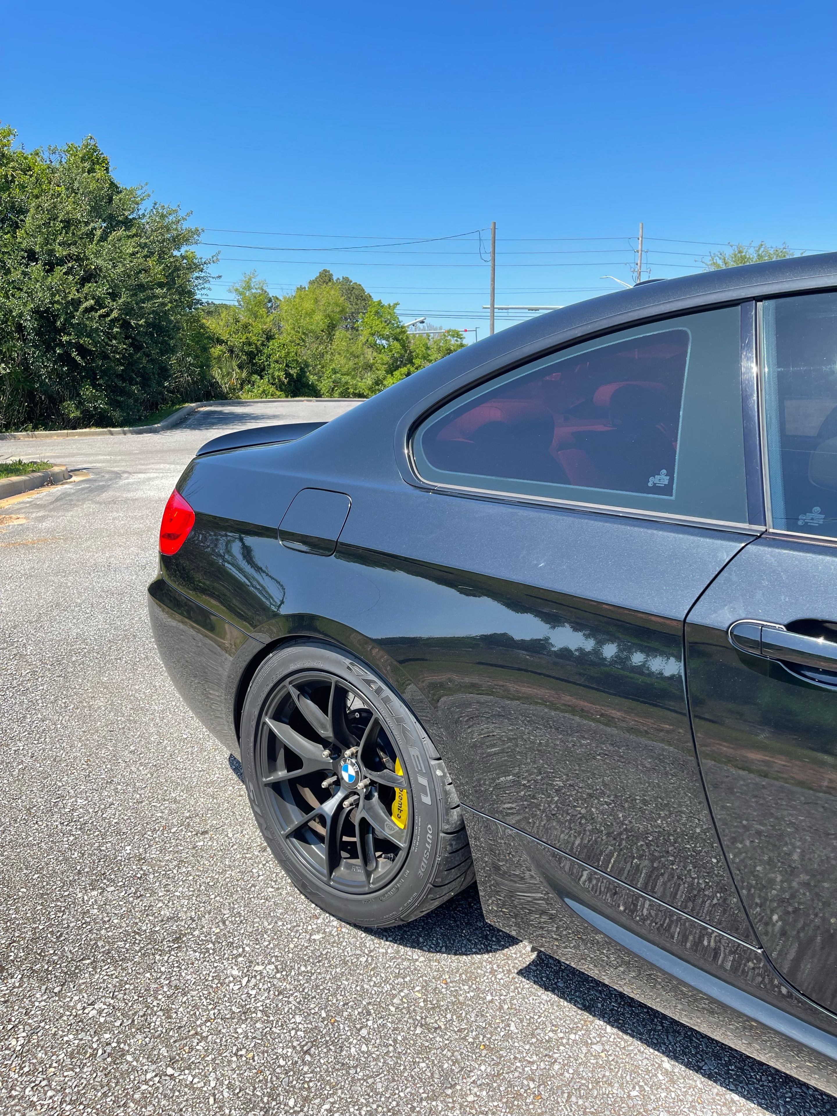 Black BMW E92 Coupe 3 Series with 17" VS-5RS Apex wheels in Satin Black