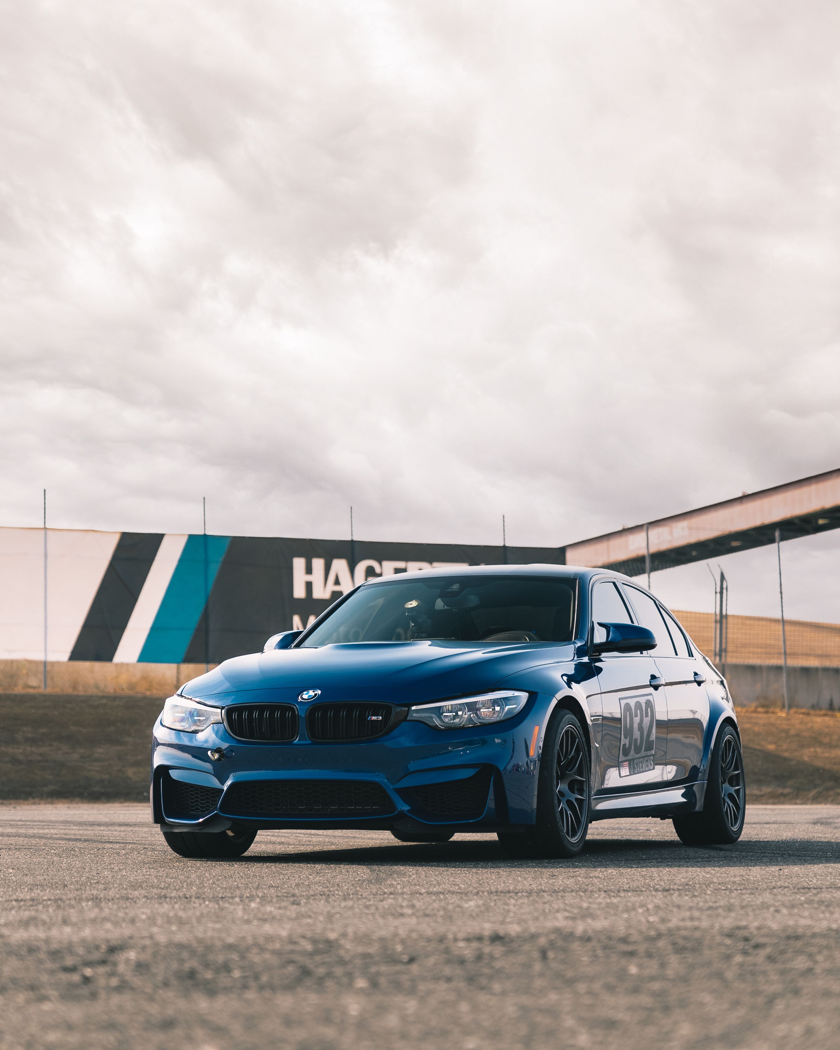 Blue BMW F80 M3 with 18" EC-7R Apex wheels in Anthracite