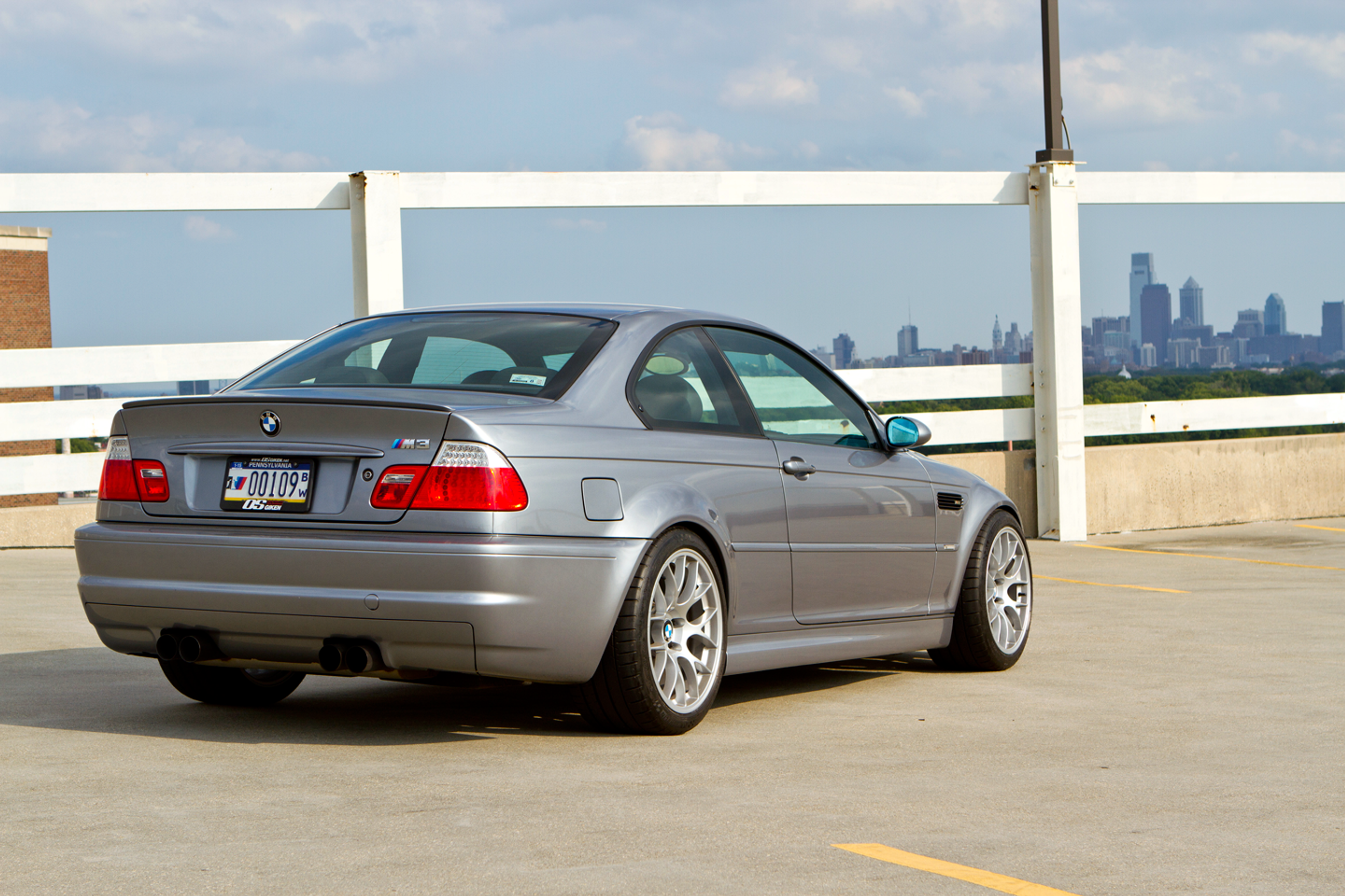 Silver BMW E46 M3 with 18" EC-7 Apex wheels in Race Silver
