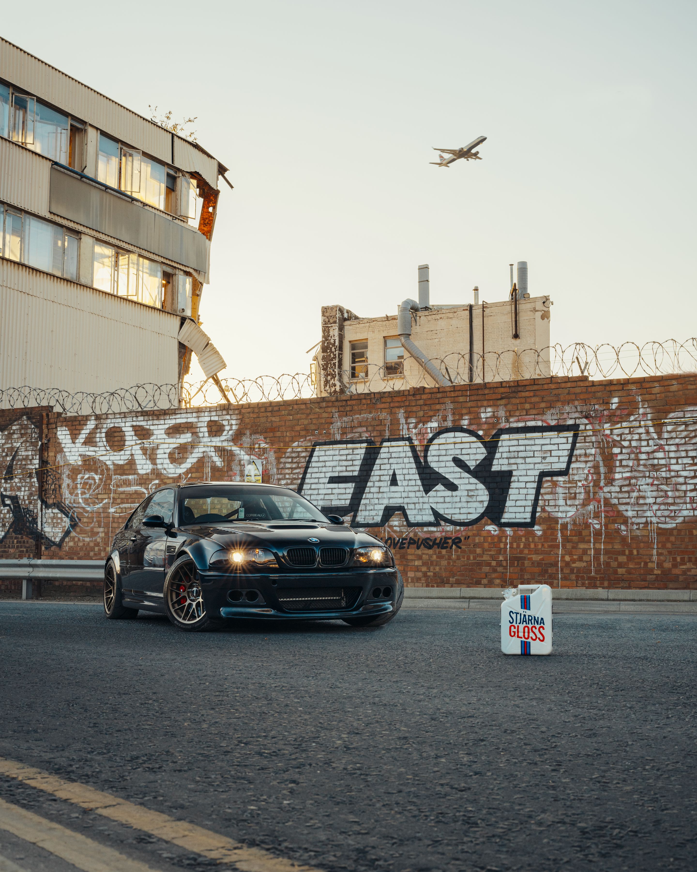 Black BMW E46 M3 with 18" ARC-8 Apex wheels in Satin Bronze