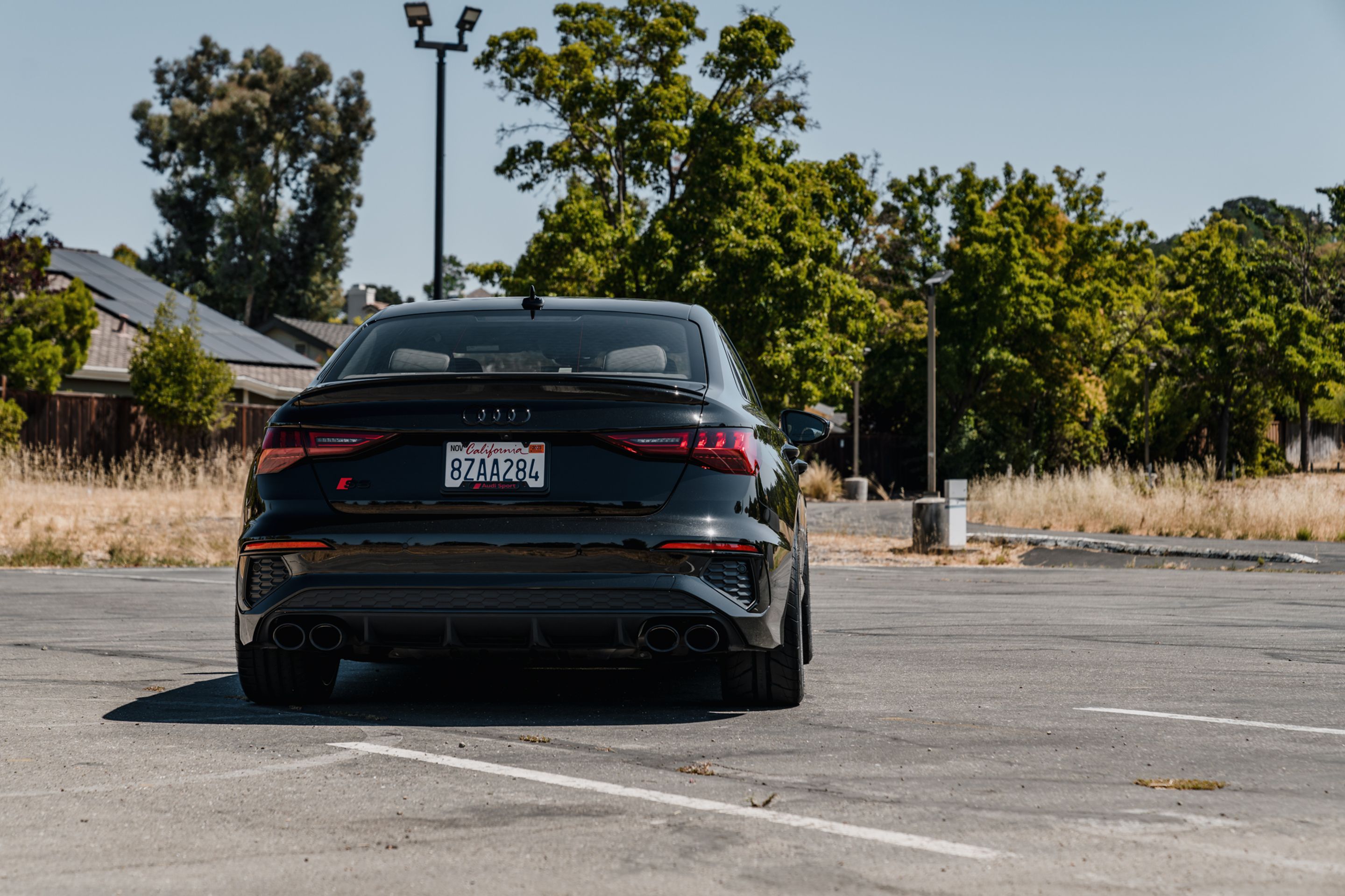 Black Audi 8Y S3 with 17" VS-5RS Apex wheels in Brushed Clear