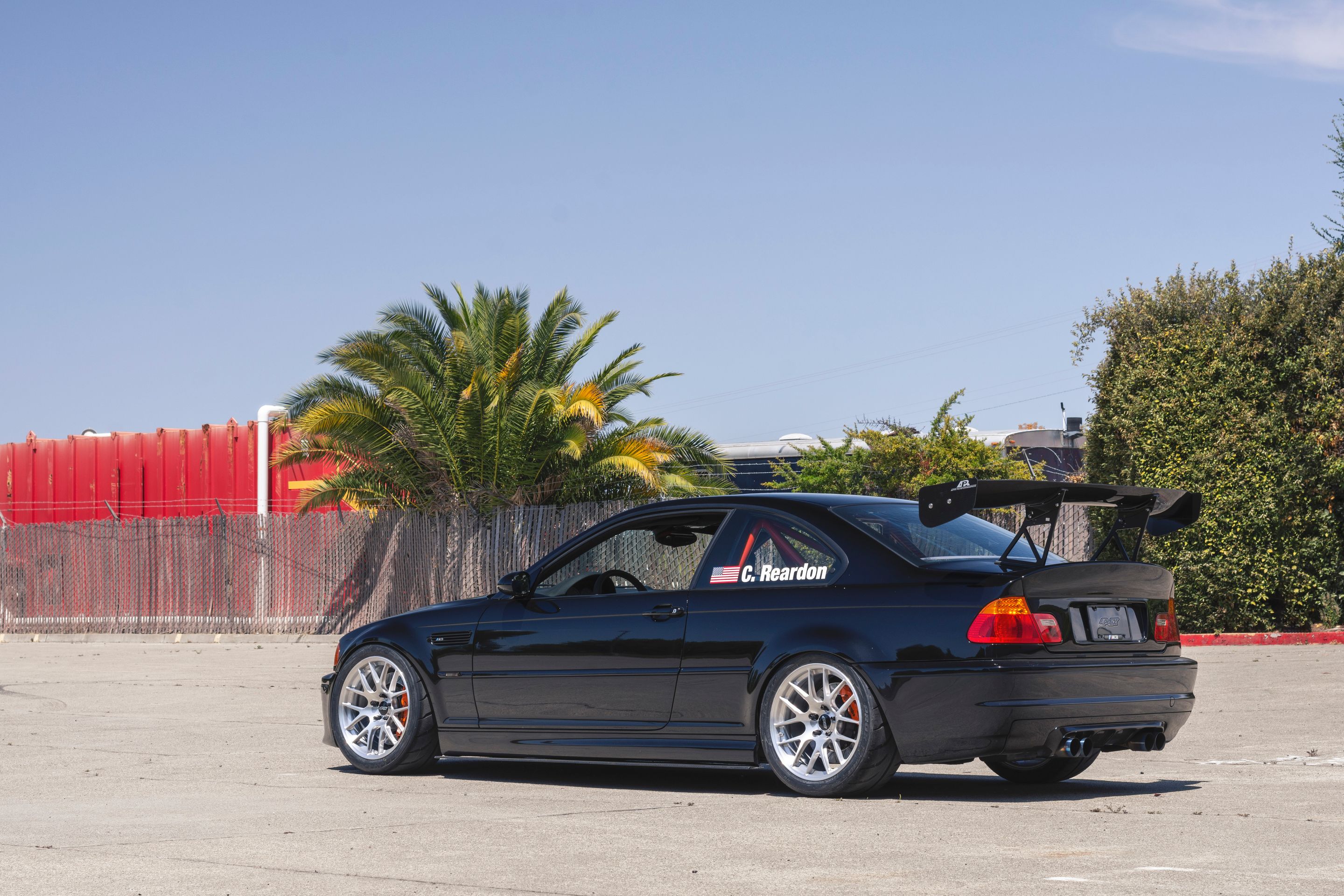 Black BMW E46 M3 with 18" EC-7R Apex wheels in Brushed Clear