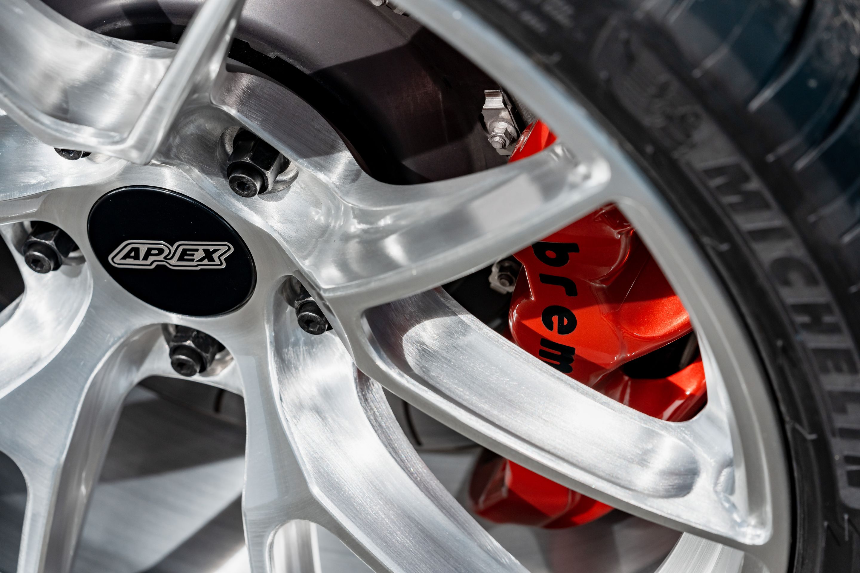 Blue BMW F80 M3 with 19" VS-5RS Apex wheels in Brushed Clear