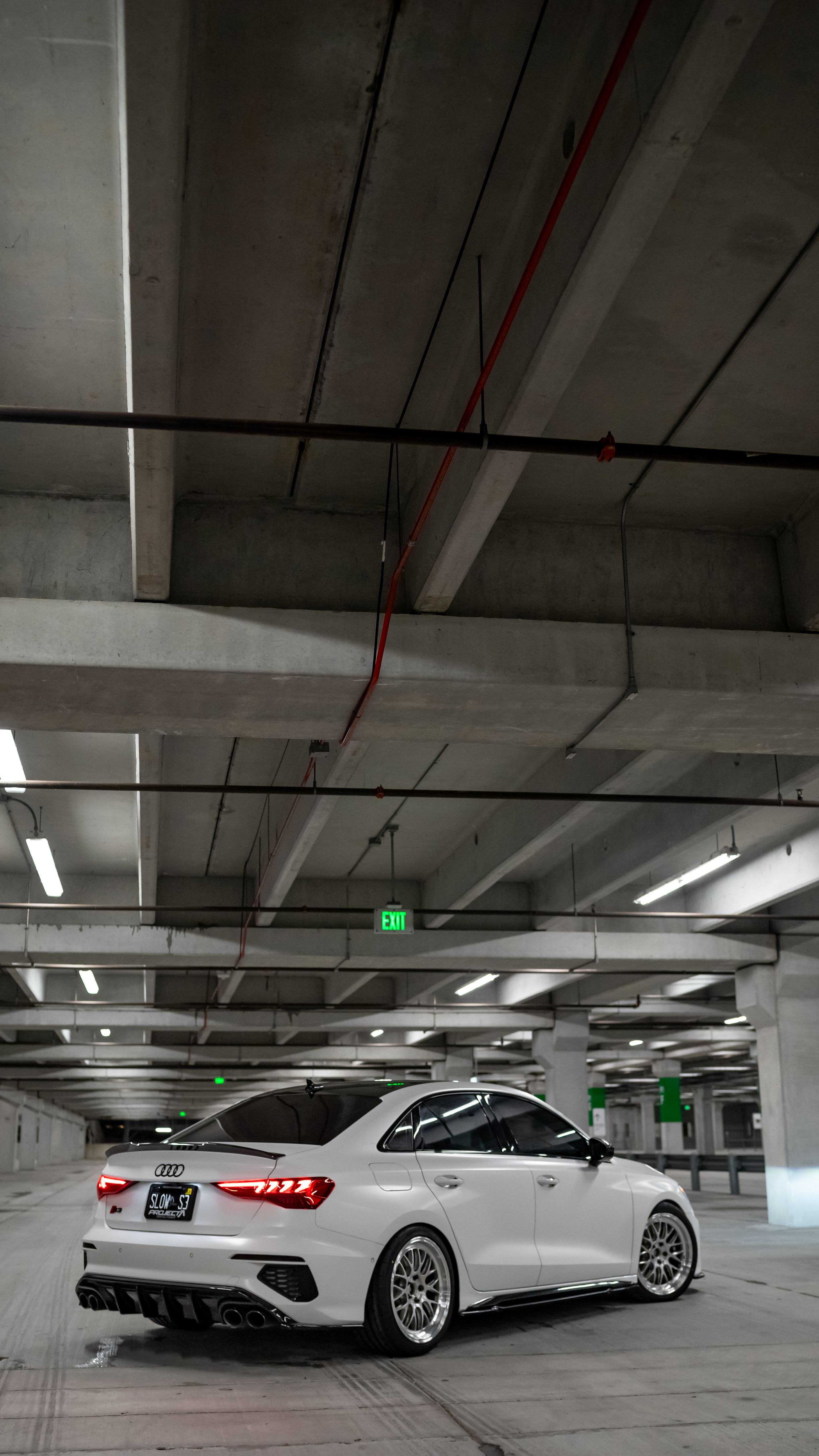 White Audi 8Y S3 with 18" ML-10RT Apex wheels in Machined Lip Brushed Clear