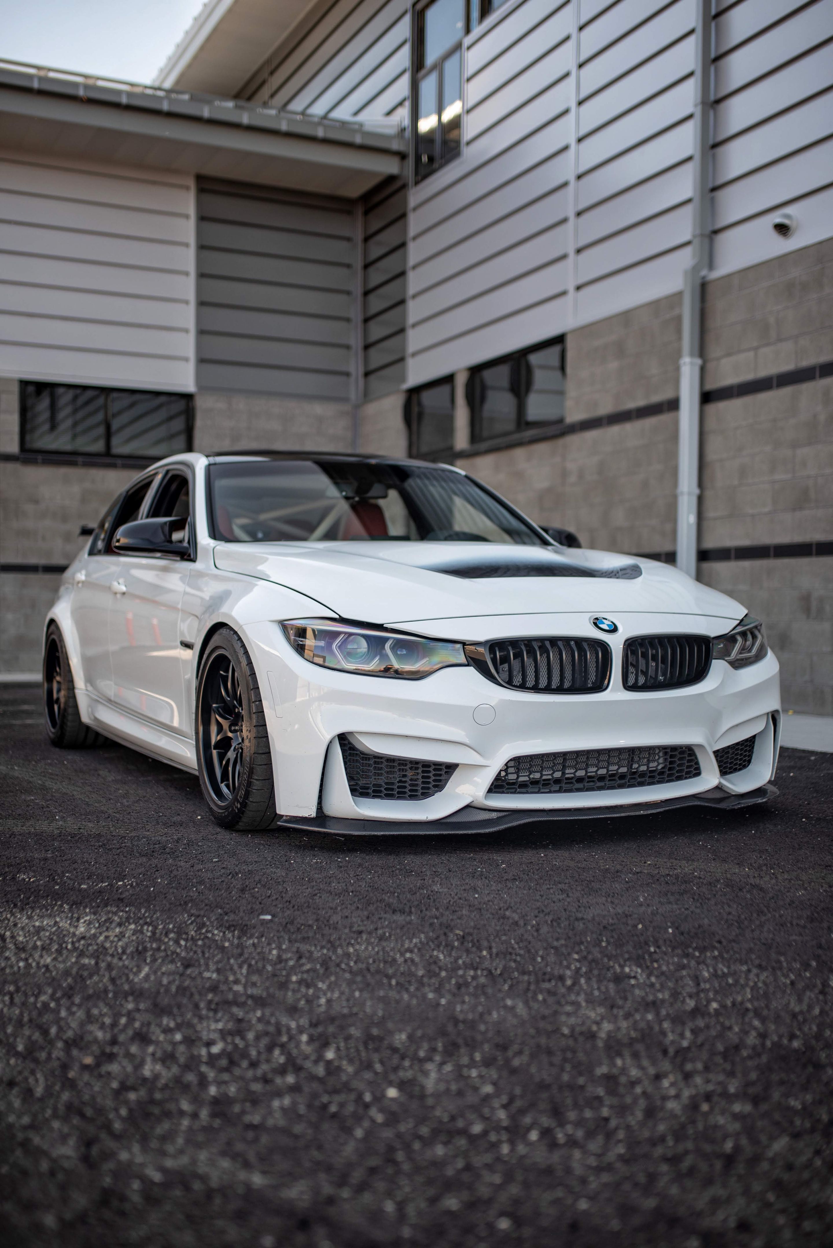 White BMW F80 M3 with 18" FL-5 Apex wheels in Satin Black