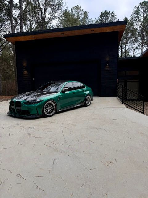 Green BMW G80 M3 with 19" ML-10RT Apex wheels in Machined Lip Brushed Clear