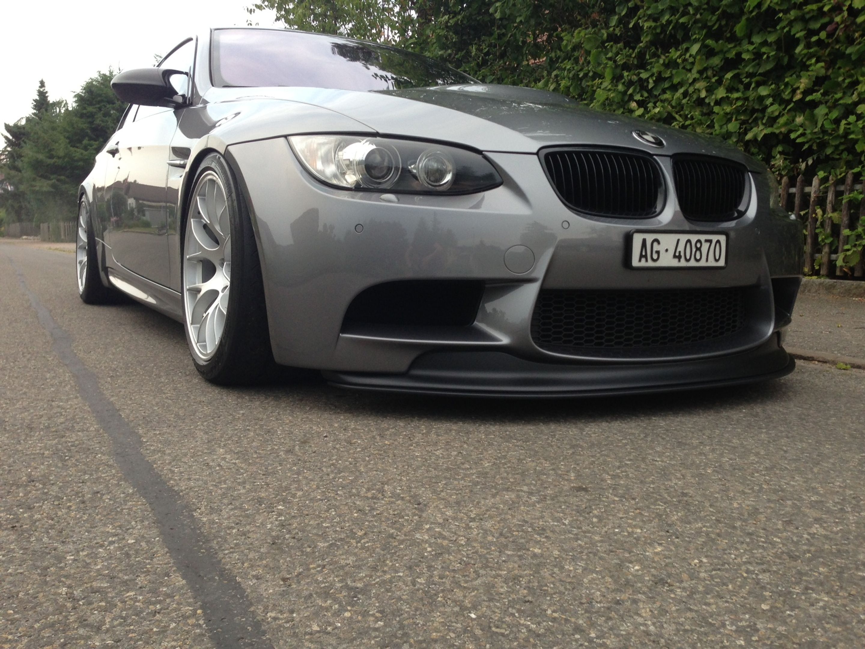 Grey BMW E92 Coupe M3 with 18" EC-7 Apex wheels in Race Silver