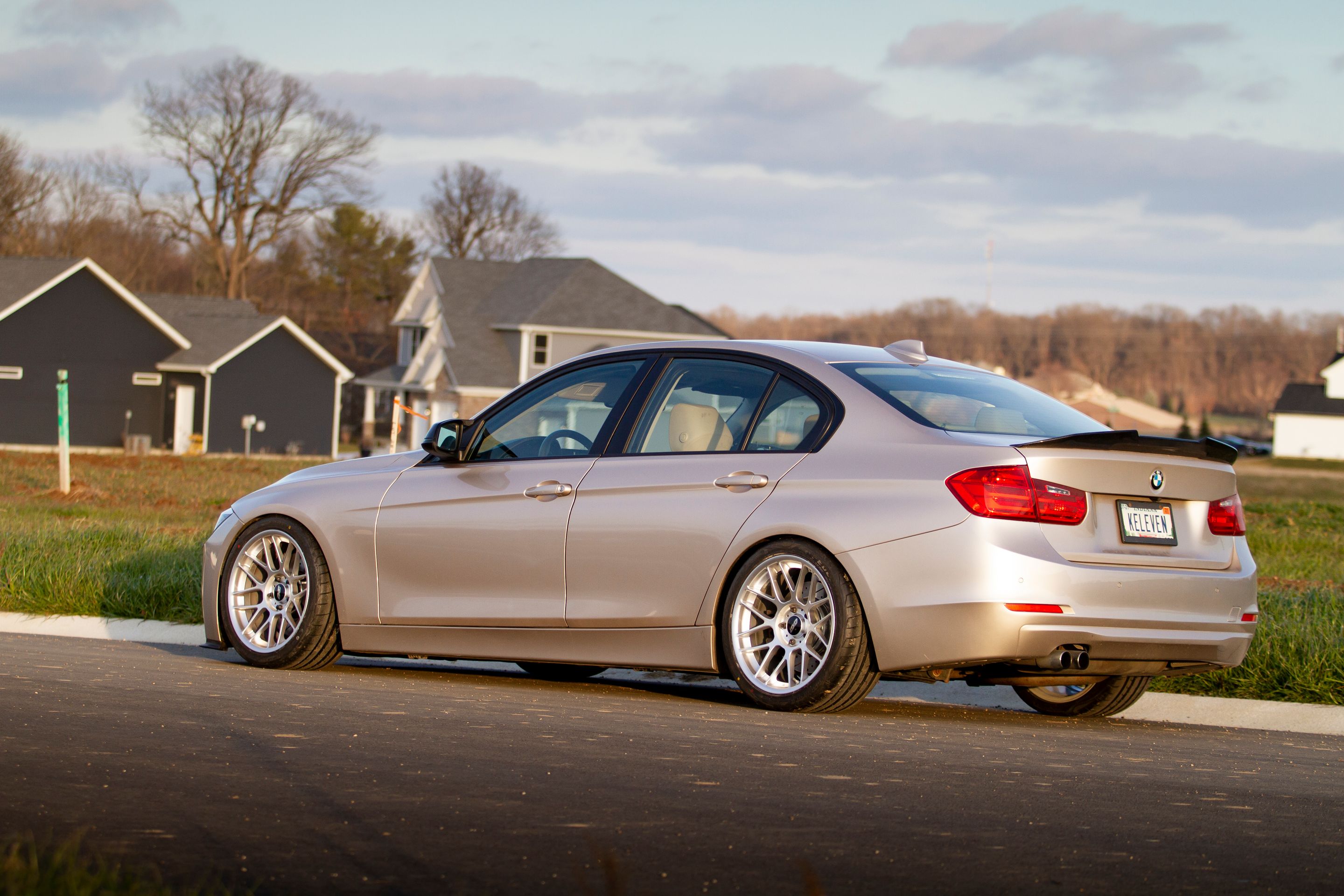 Silver BMW F30 Sedan 3 Series with 18" ARC-8 Apex wheels in Hyper Silver