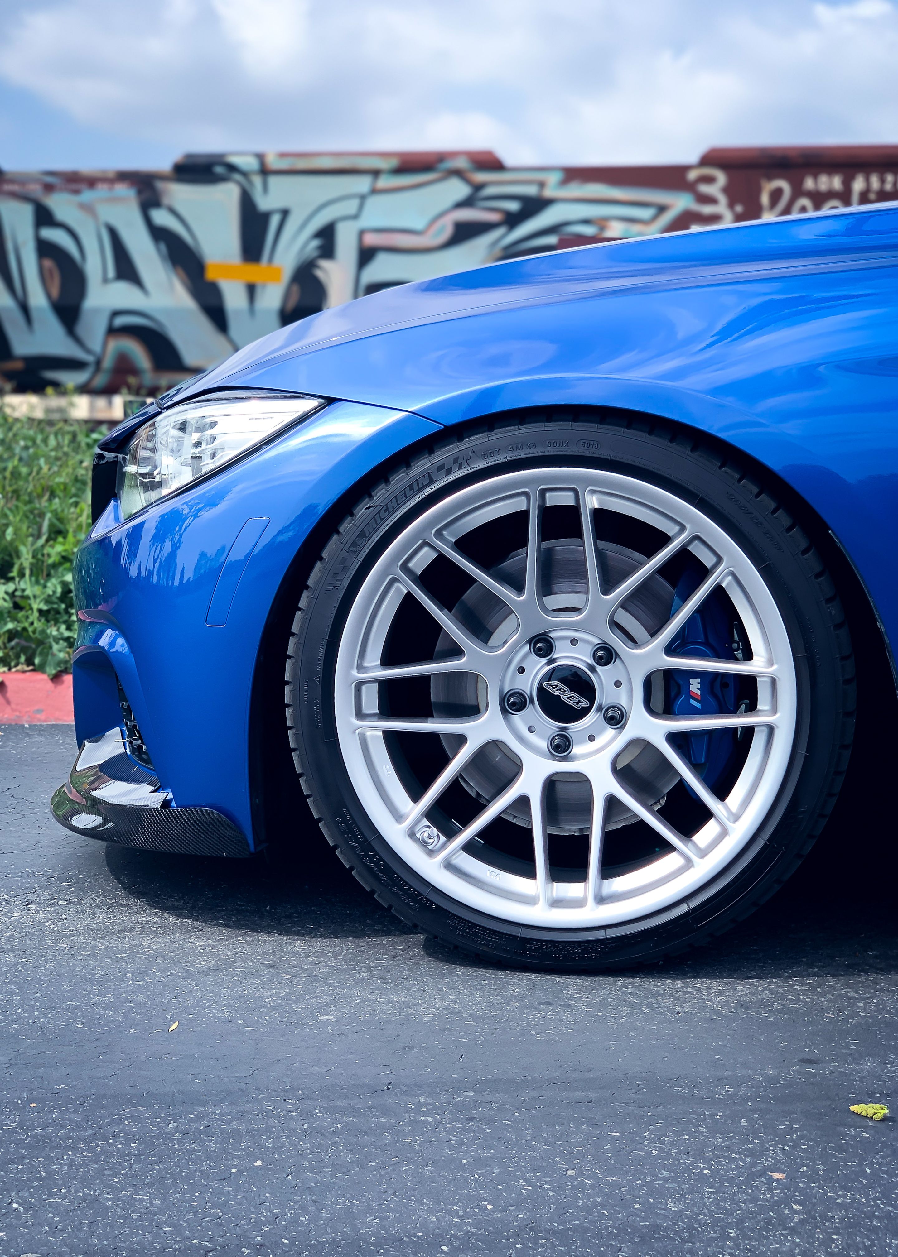 Blue BMW F32 Coupe 4 Series with 19" ARC-8 Apex wheels in Hyper Silver
