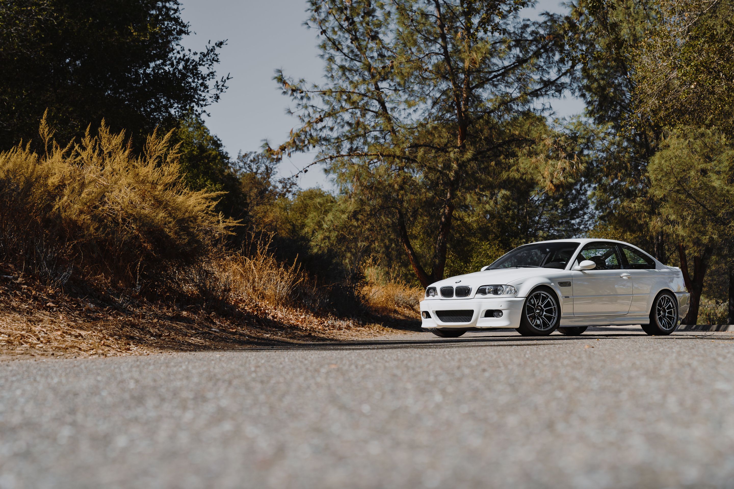 White BMW E46 M3 with 18" SM-10RS Apex wheels in Anthracite
