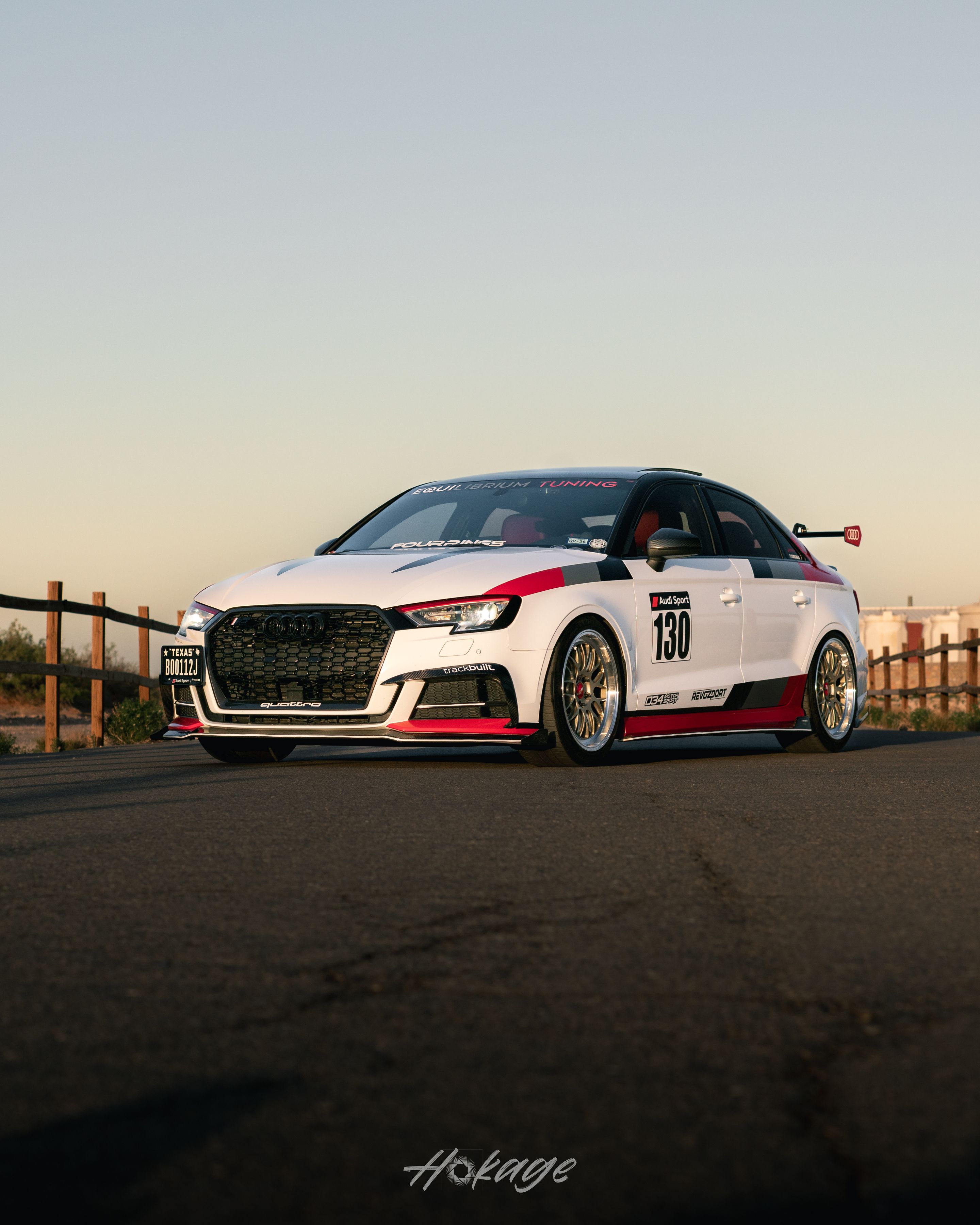 Race Livery Audi 8V A3 with 18" ML-10RT Apex wheels in Machined Lip Gloss Motorsport Gold