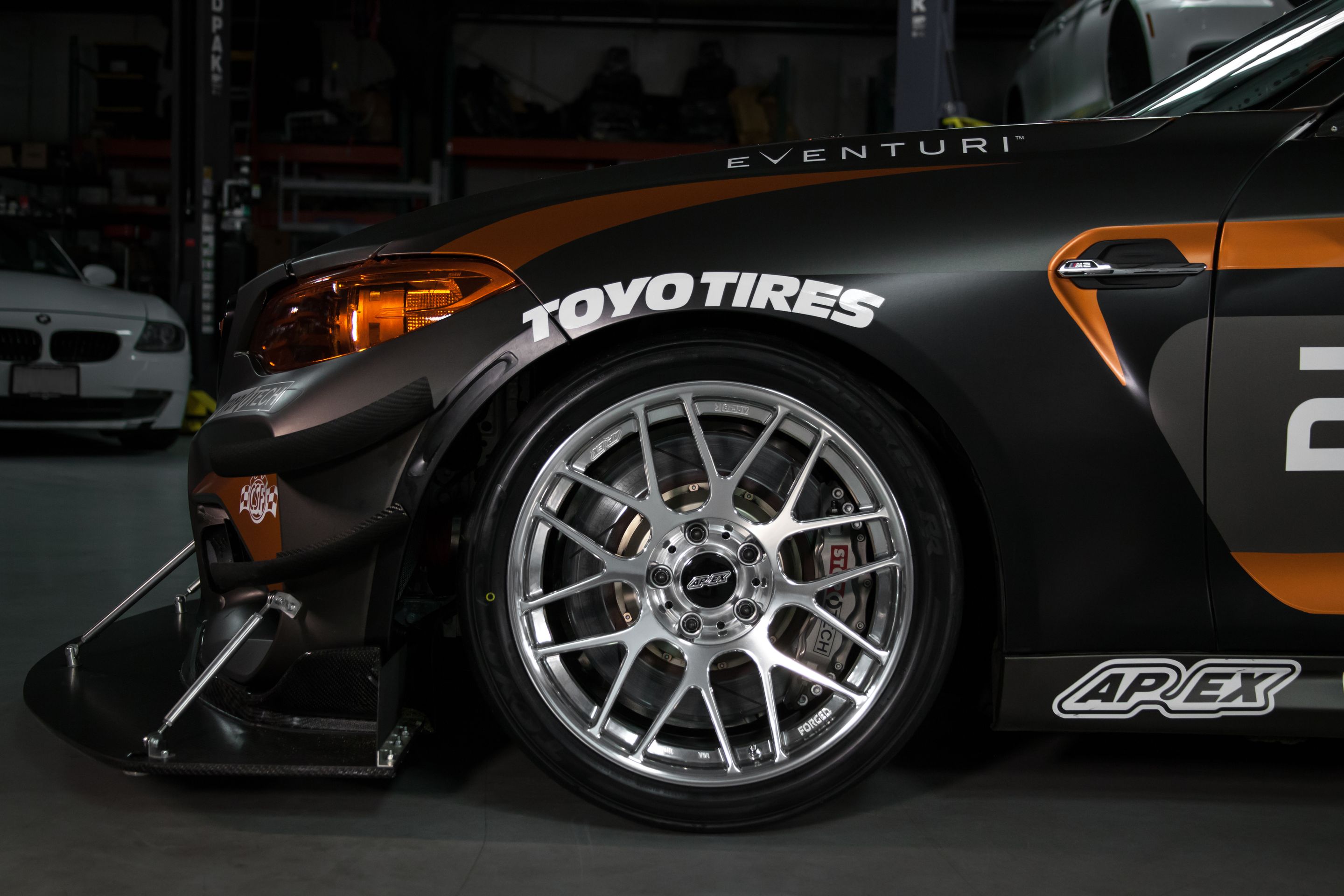 Multicolor BMW F87 M2 with 18" ARC-8R Apex wheels in Polished