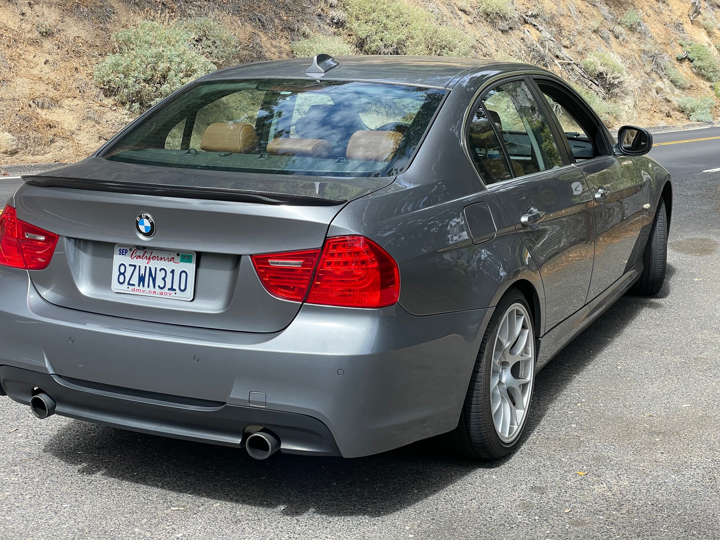 Grey BMW E90 LCI Sedan 3 Series with 18" EC-7 Apex wheels in Race Silver