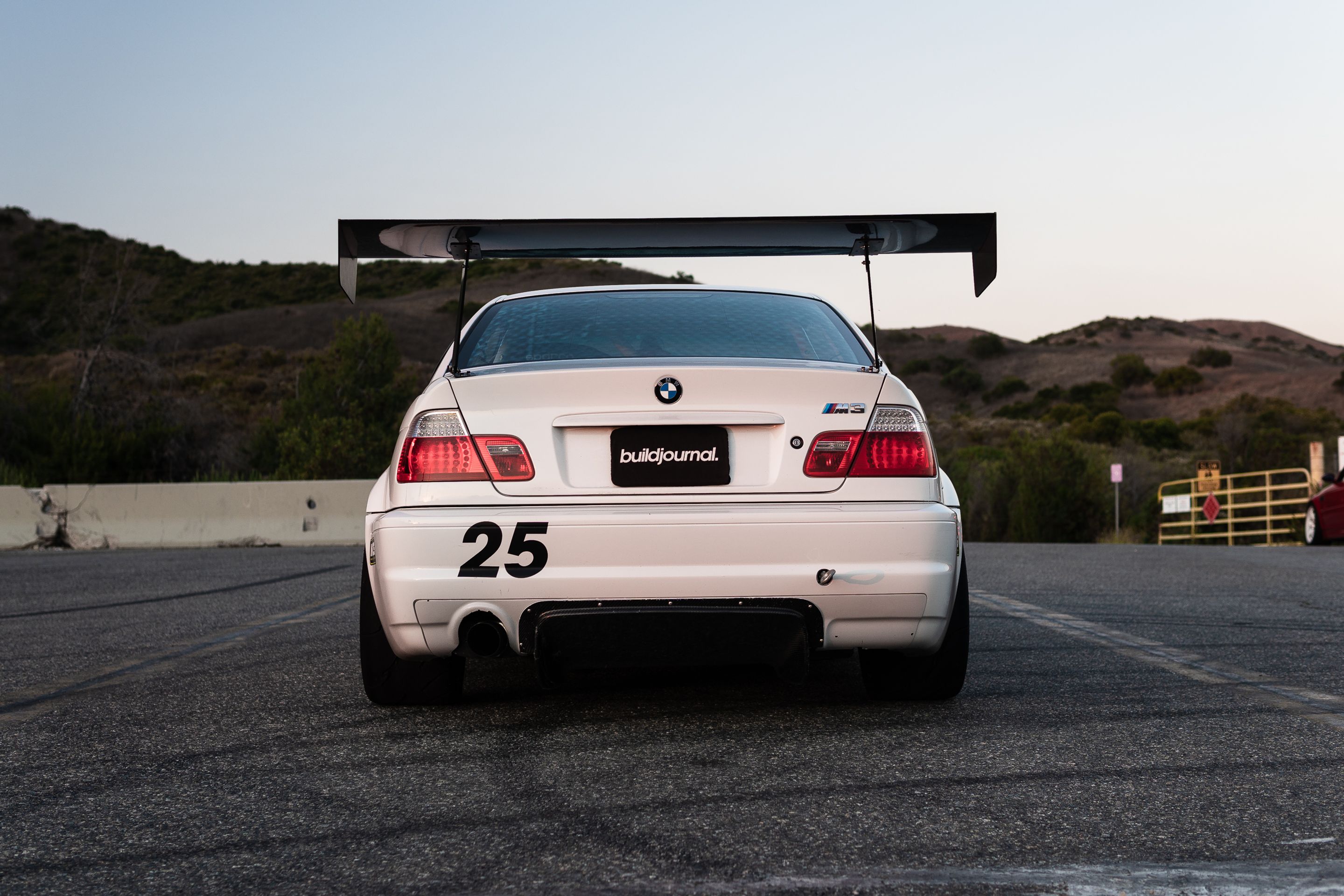 White BMW E46 M3 with 18" ARC-8R Apex wheels in Satin Black