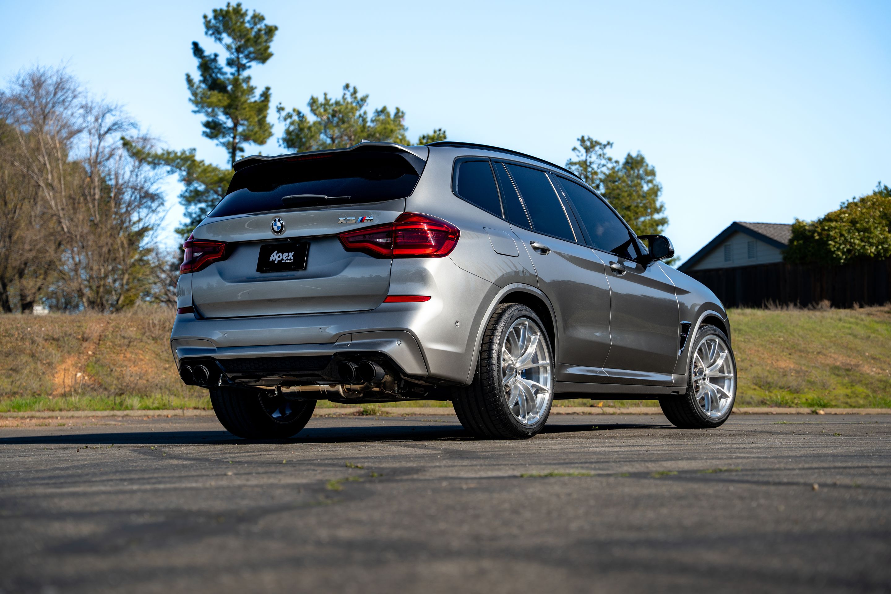 Silver BMW F97 X3M with 21" VS-5RX Apex wheels in Brushed Clear