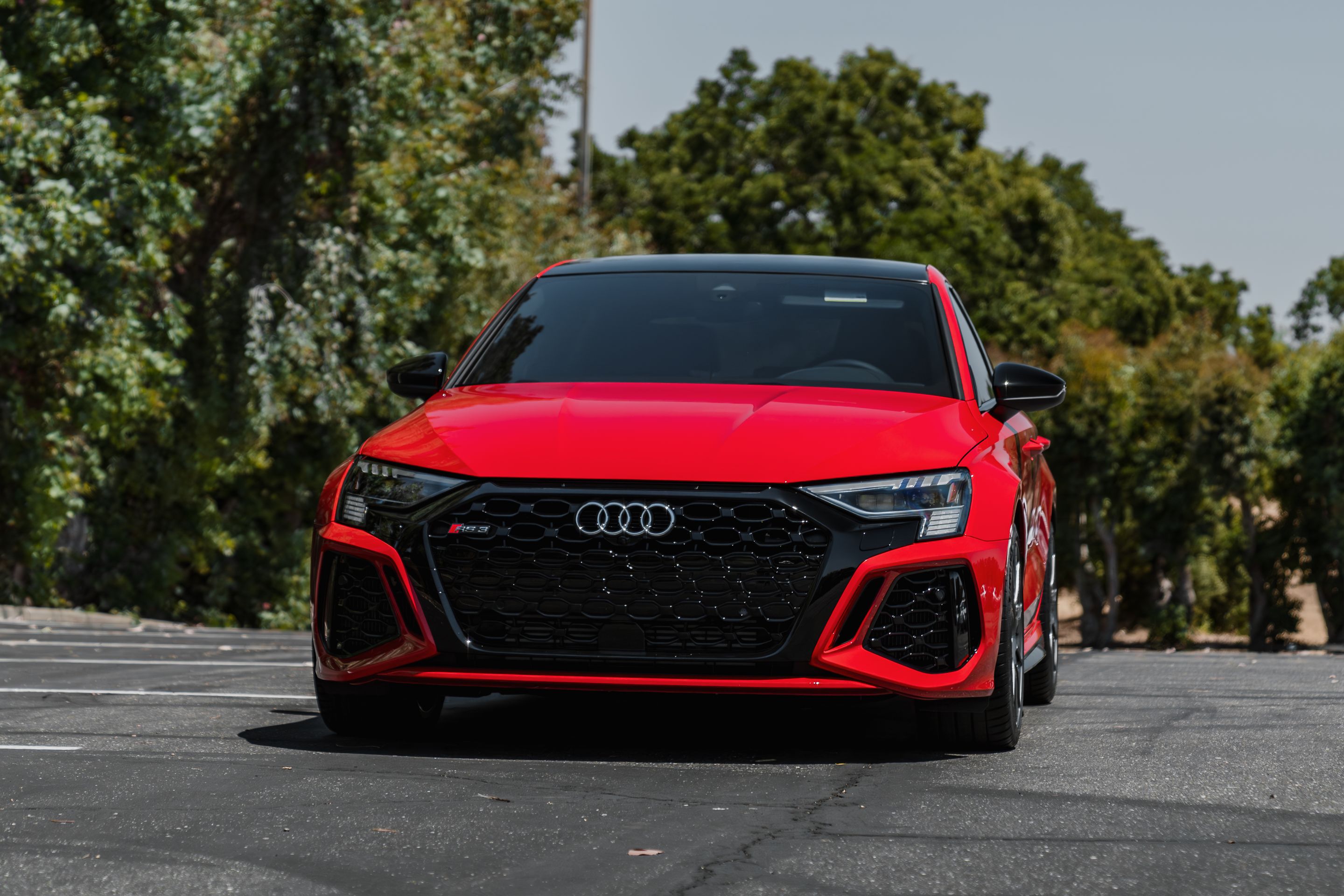 Red Audi 8Y RS 3 with 18" SM-10 Apex wheels in Anthracite
