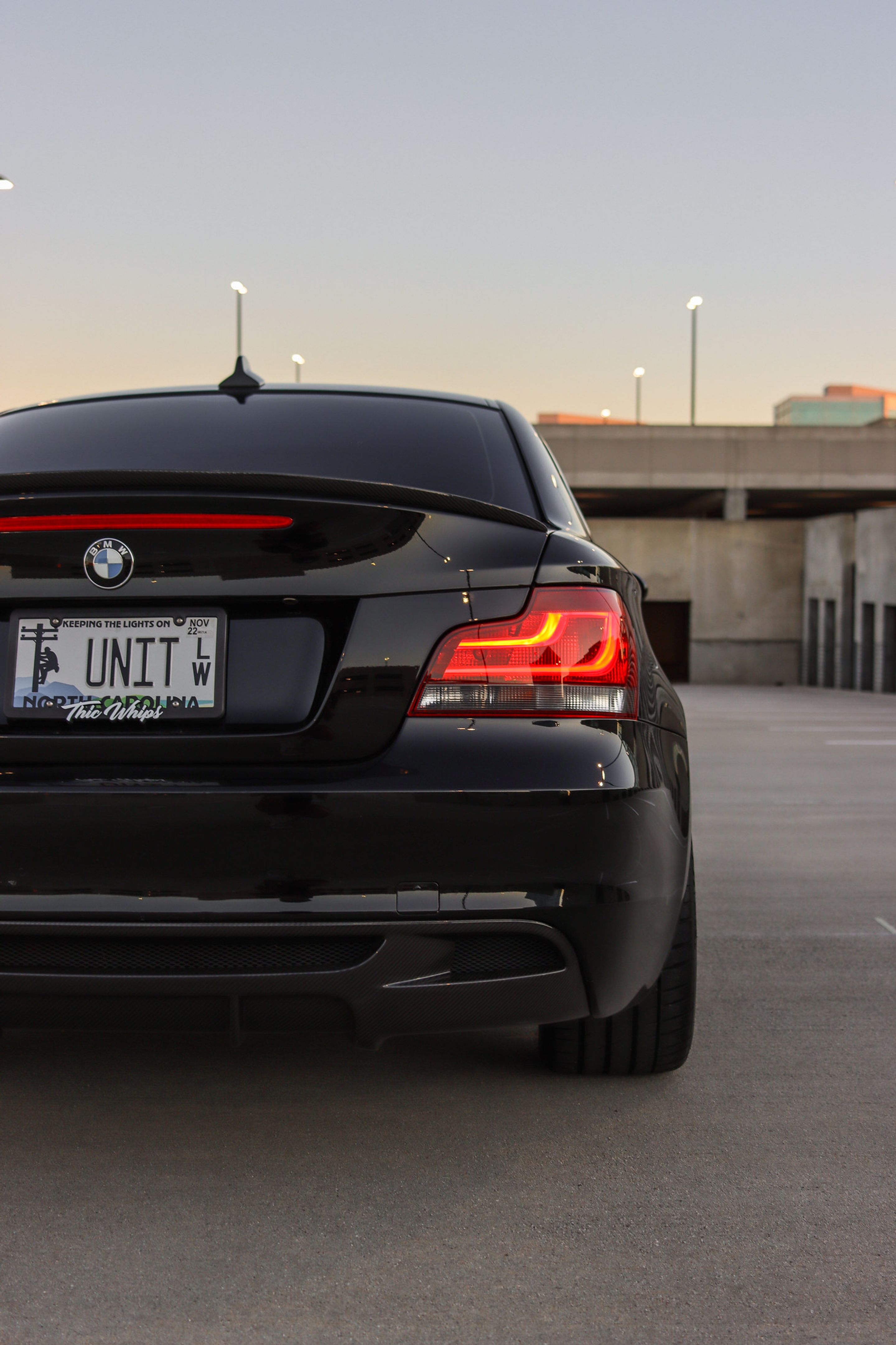 Black BMW E82 Coupe 1 Series with 18" ARC-8 Apex wheels in Satin Black