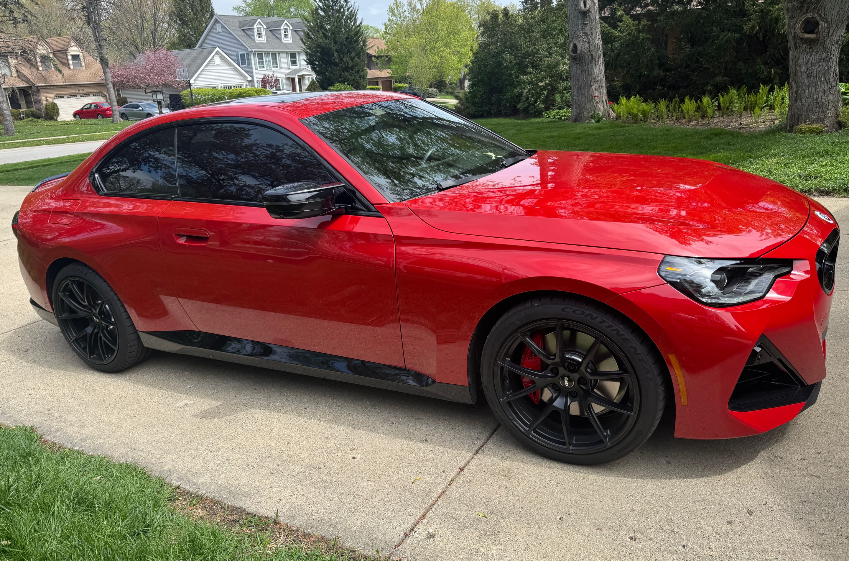 Red BMW G42 2 Series with 19" VS-5 Apex wheels in Satin Black