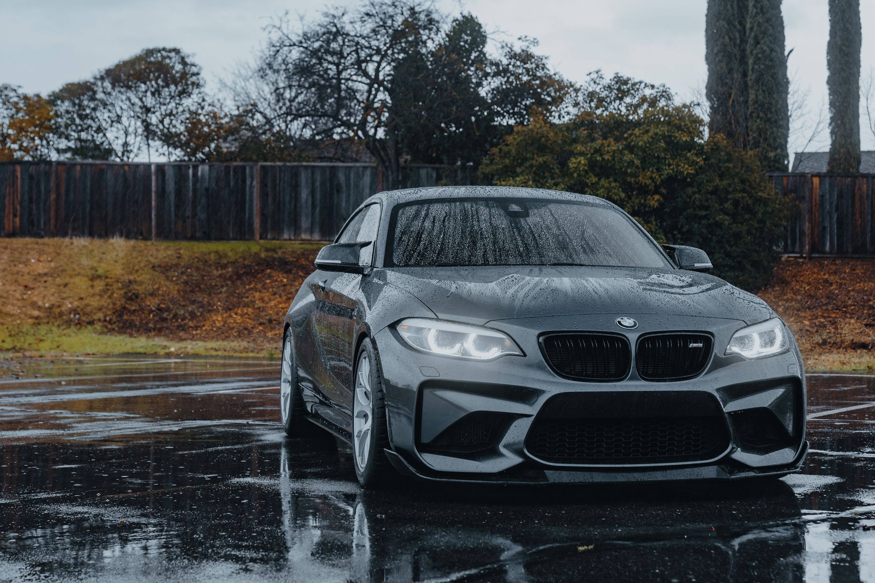 Grey BMW F87 M2 with 18" EC-7 Apex wheels in Race Silver