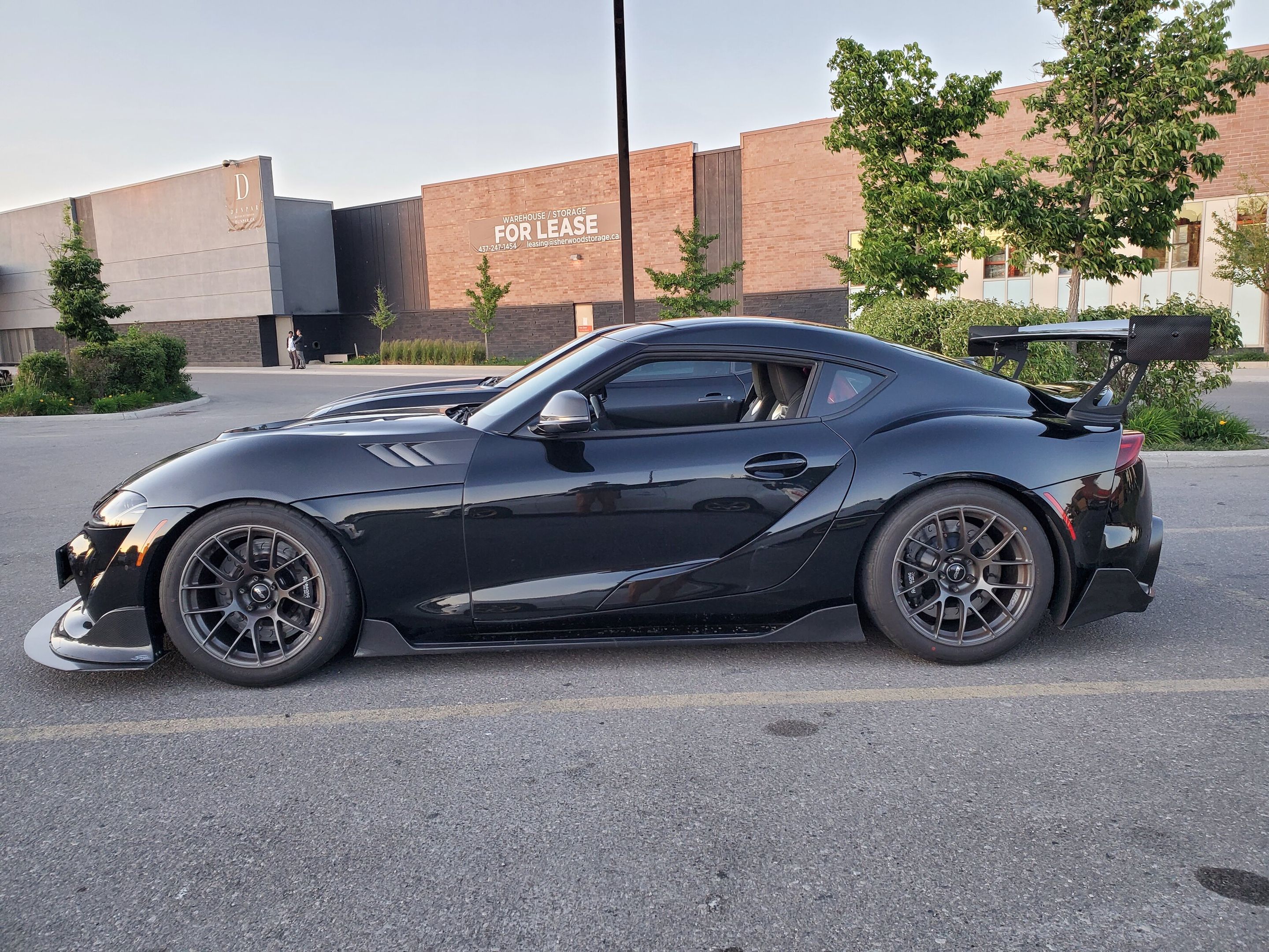 Black Toyota GR Supra with 18" EC-7RS Apex wheels in Anthracite