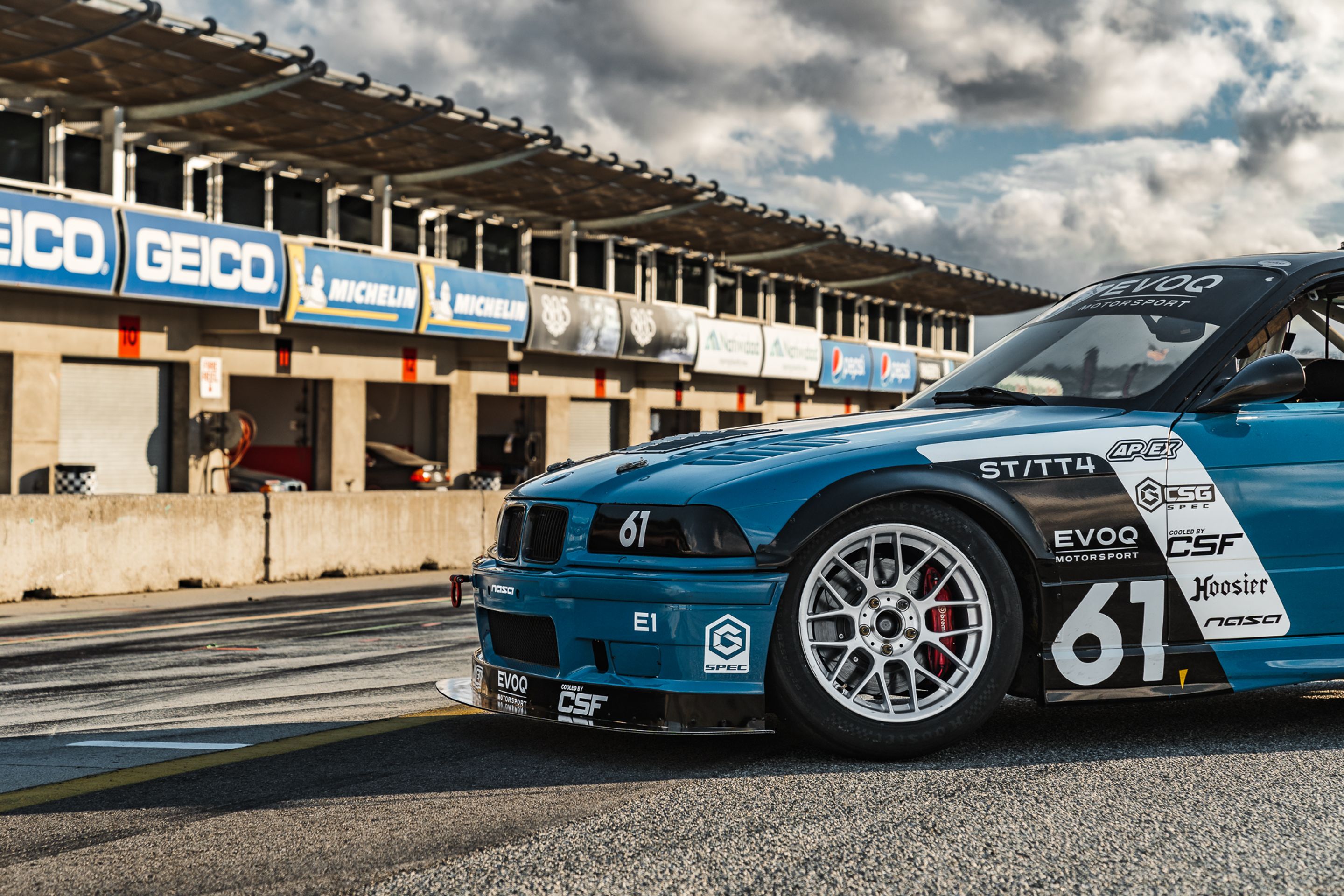 Multicolor BMW E36 3 Series with 17" ARC-8 Apex wheels in Hyper Silver