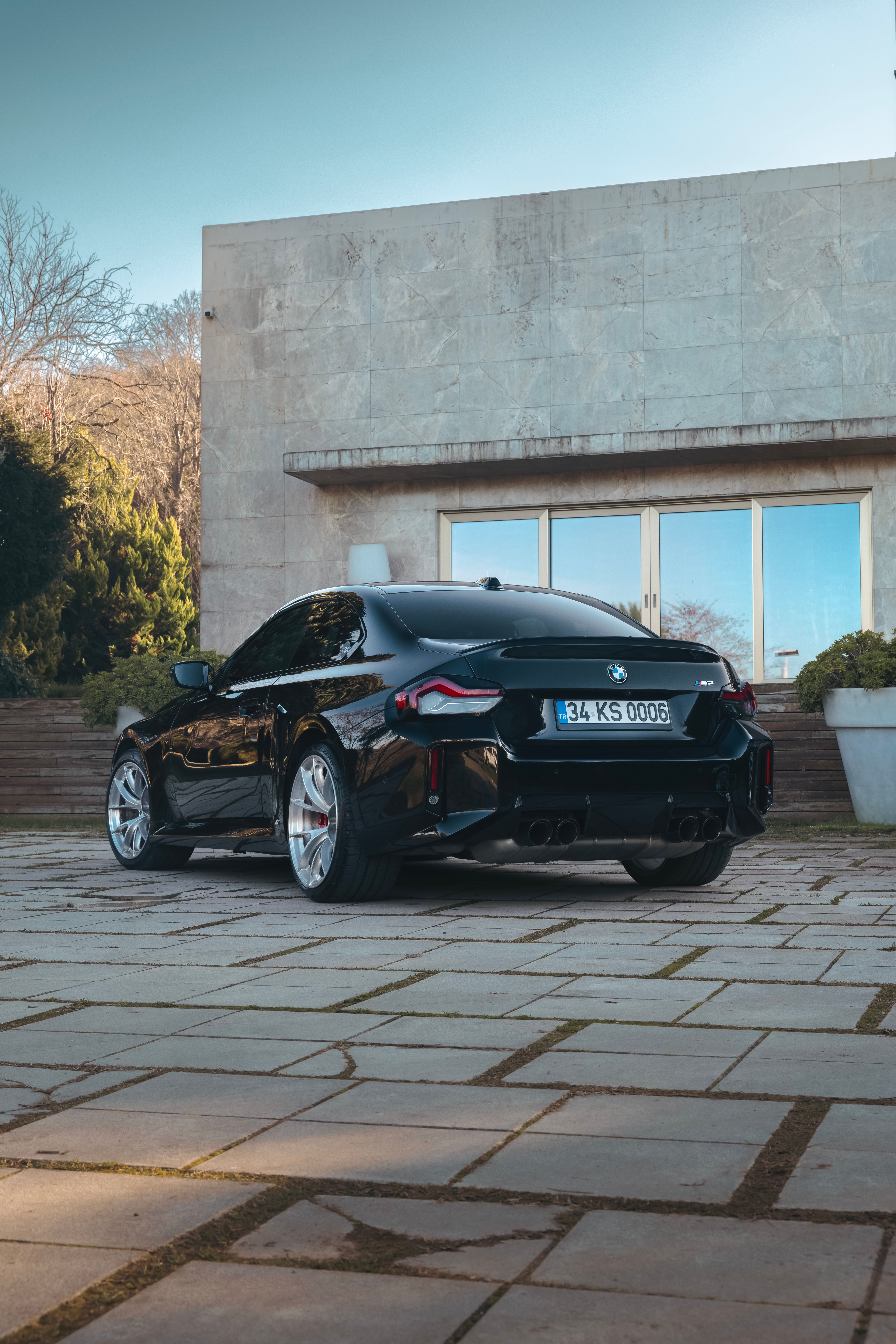 Black BMW G87 M2 with 19"/20" VS-5RS Apex wheels in Brushed Clear