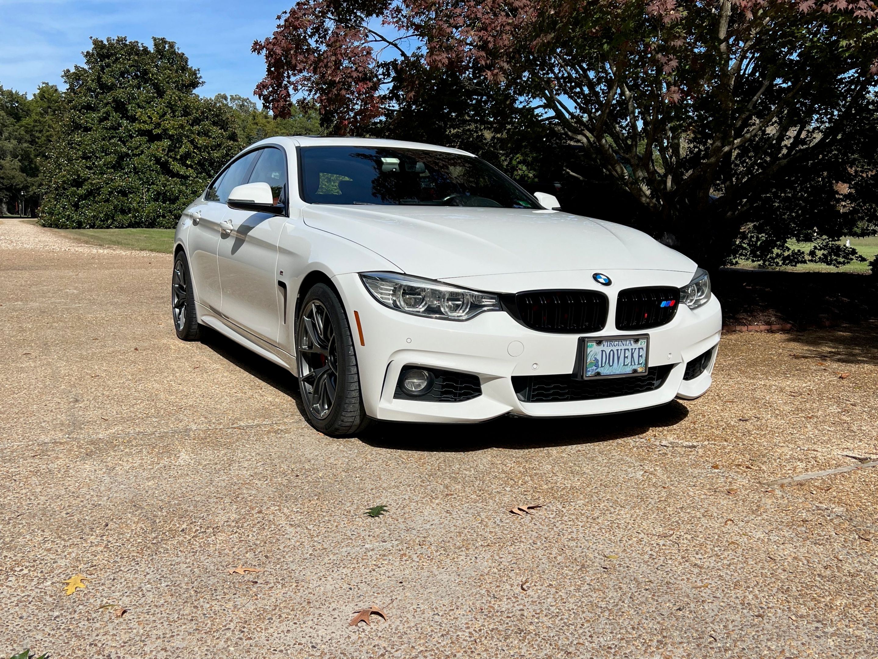 White BMW F36 Gran Coupe 4 Series with 18" VS-5 Apex wheels in Anthracite