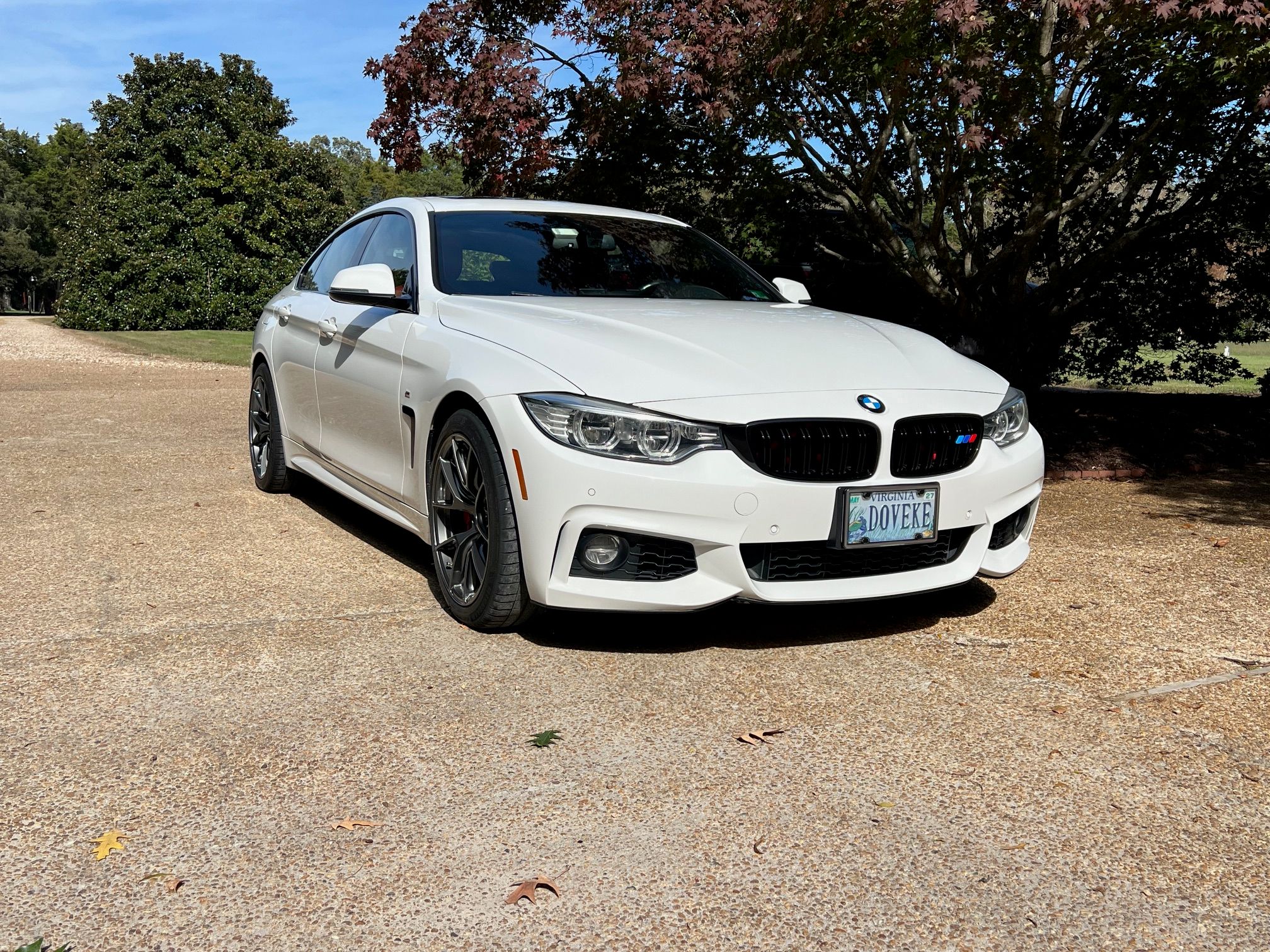 White BMW F36 Gran Coupe 4 Series with 18" VS-5 Apex wheels in Anthracite