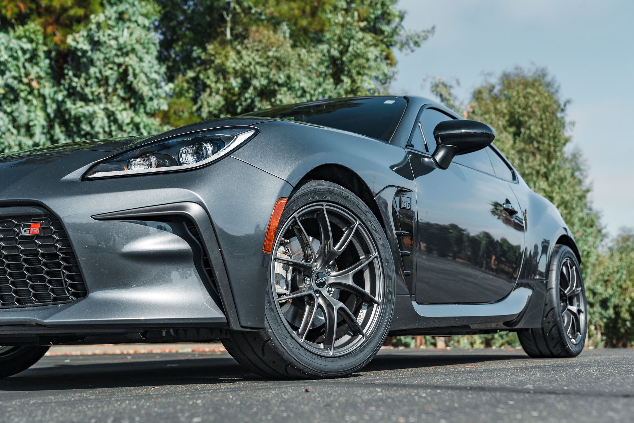 Grey Toyota GR86 with 17" VS-5RS Apex wheels in Anthracite