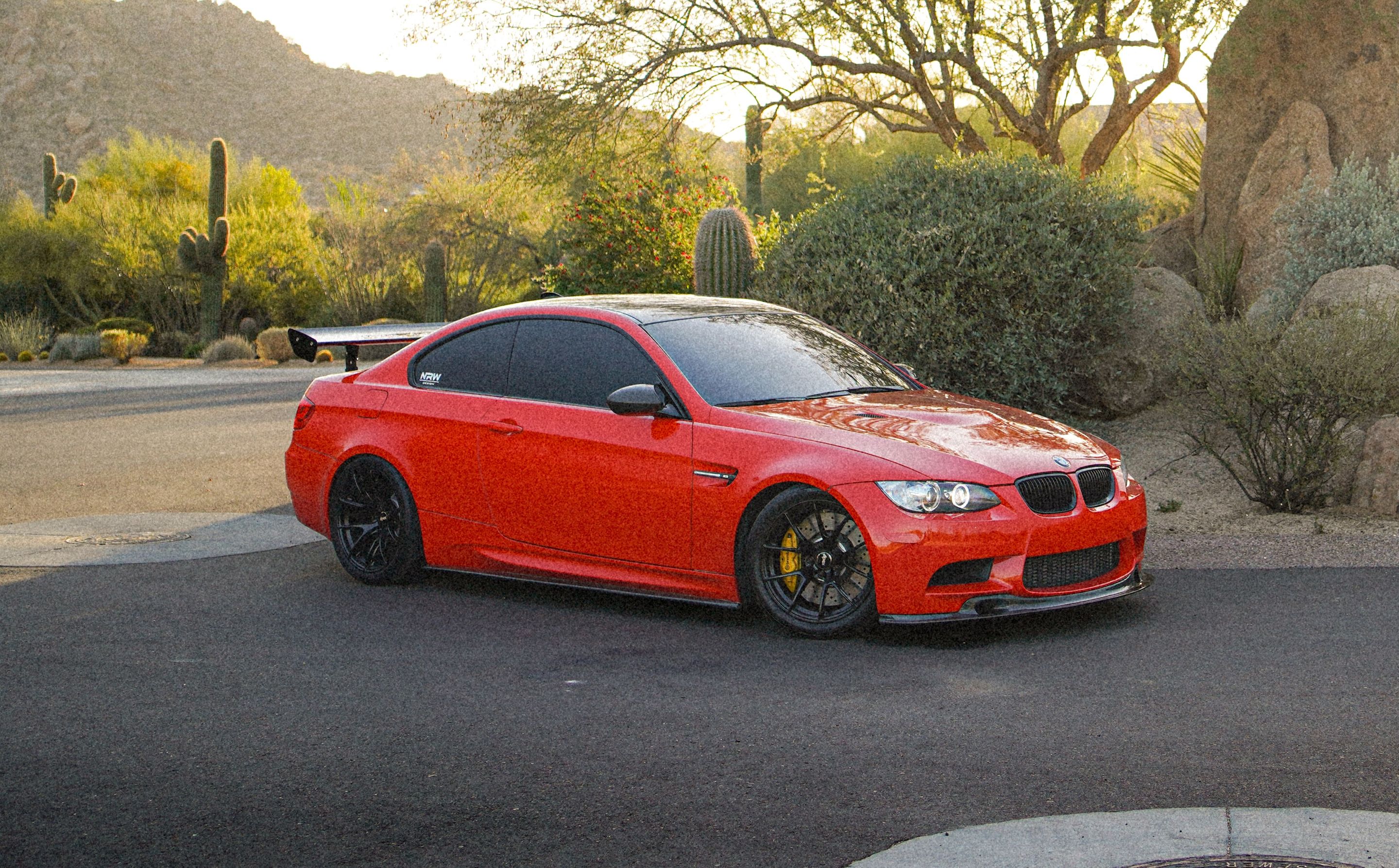 Red BMW E92 Coupe M3 with 18" VS-5RS Apex wheels in Satin Black