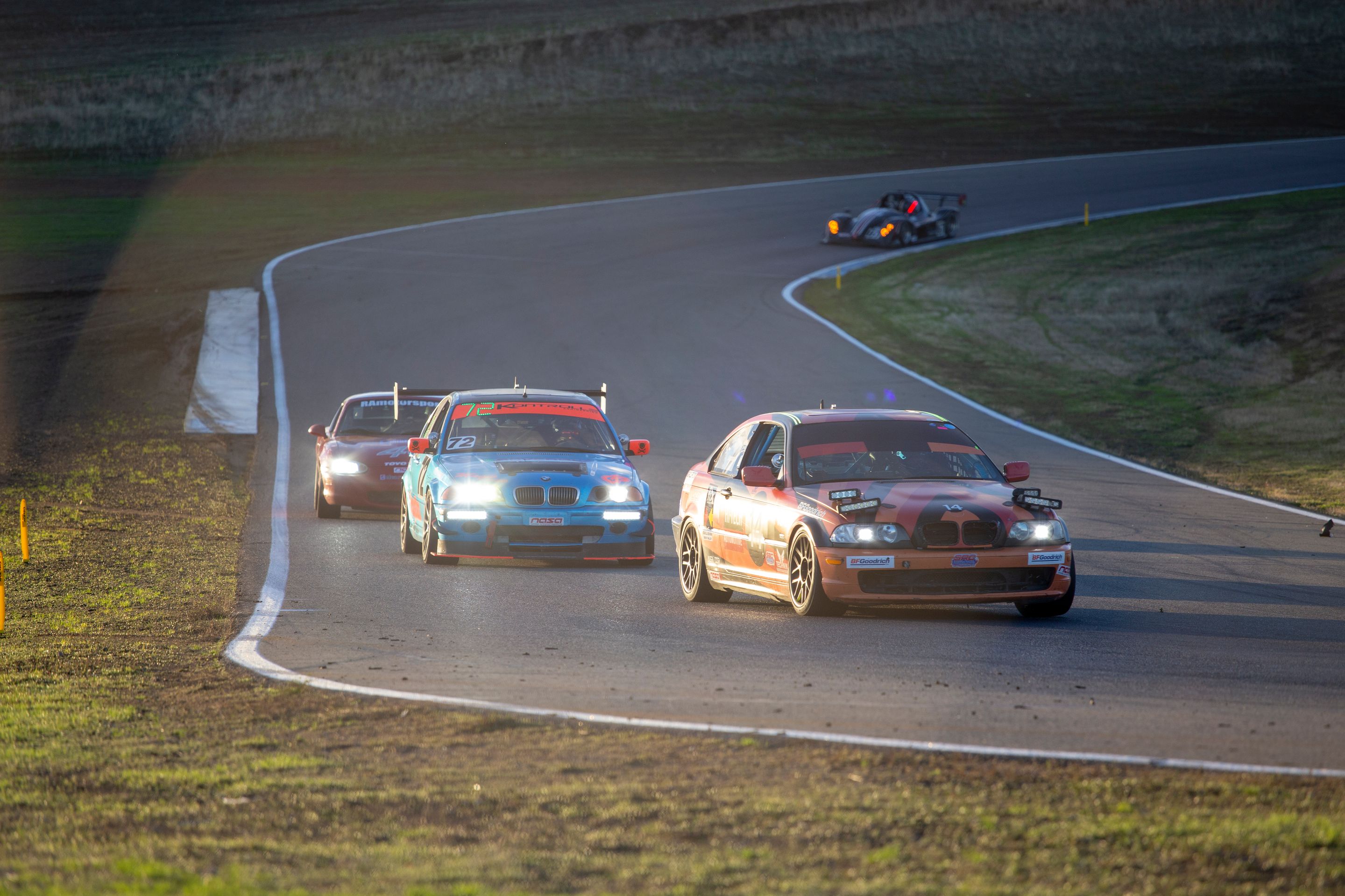 Orange BMW Spec E46 with 17" ARC-8 Apex wheels in Satin Black