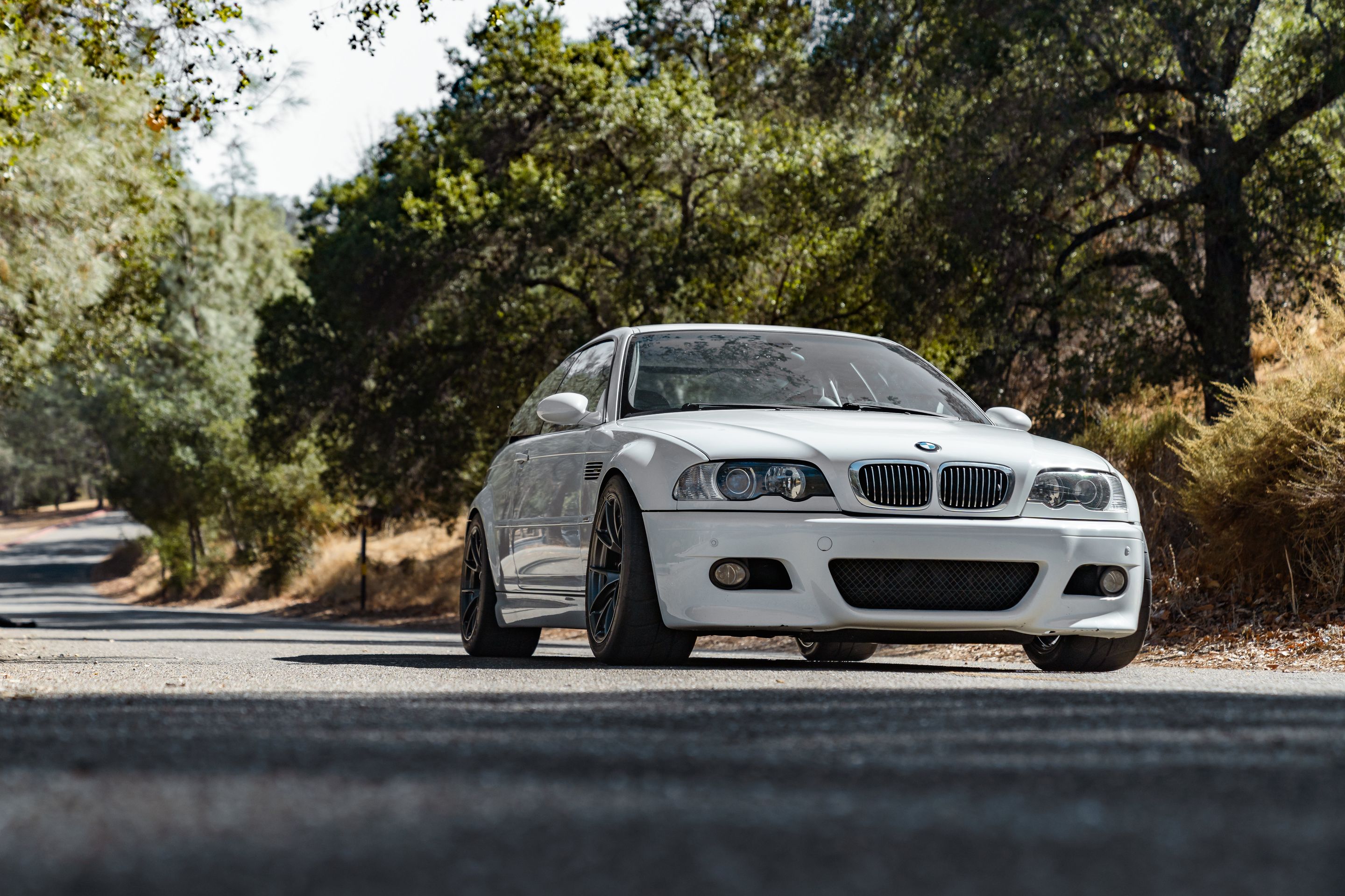 White BMW E46 M3 with 18" VS-5RS Apex wheels in Anthracite