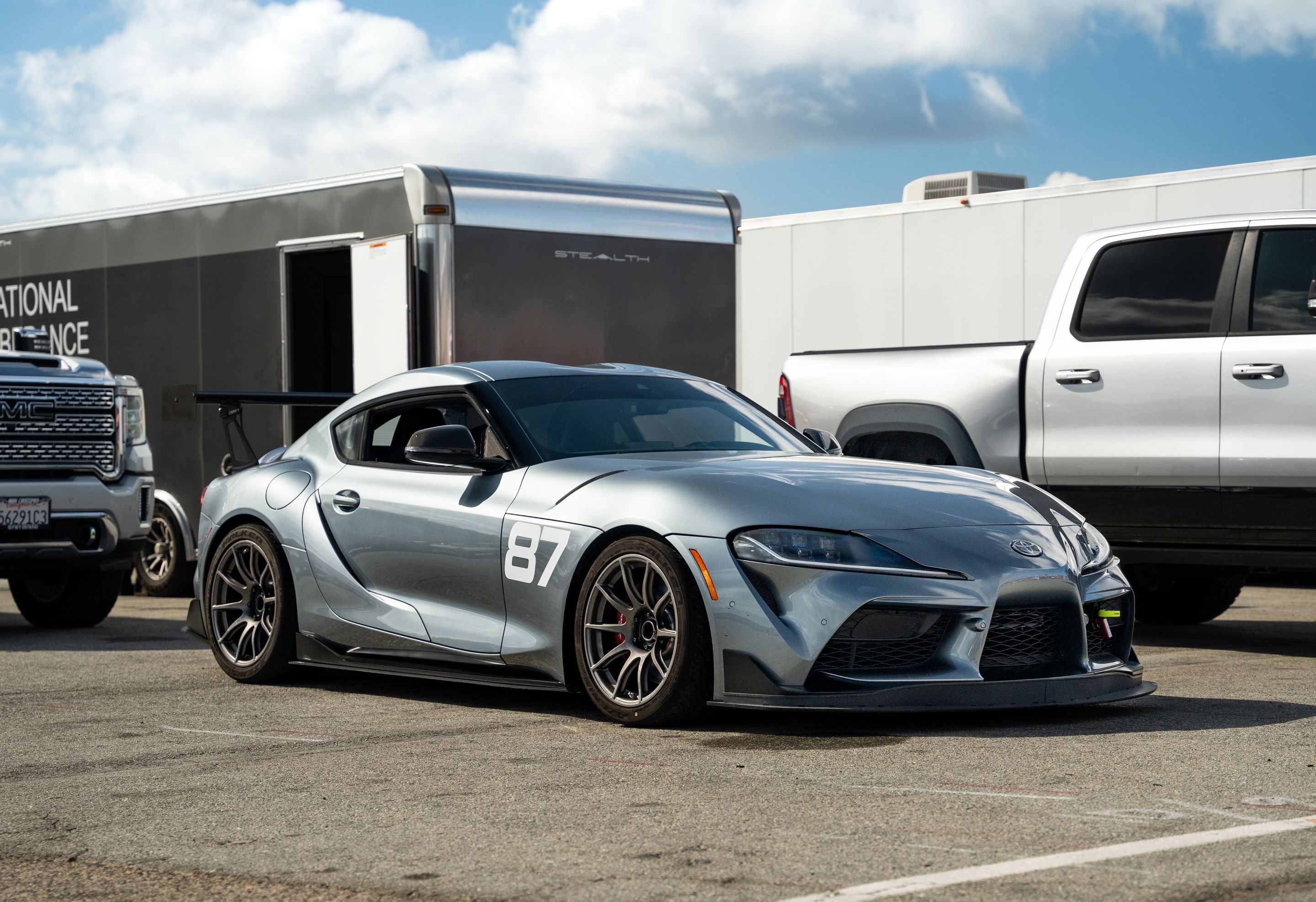 Silver Toyota GR Supra with 18" SM-10 Apex wheels in Anthracite