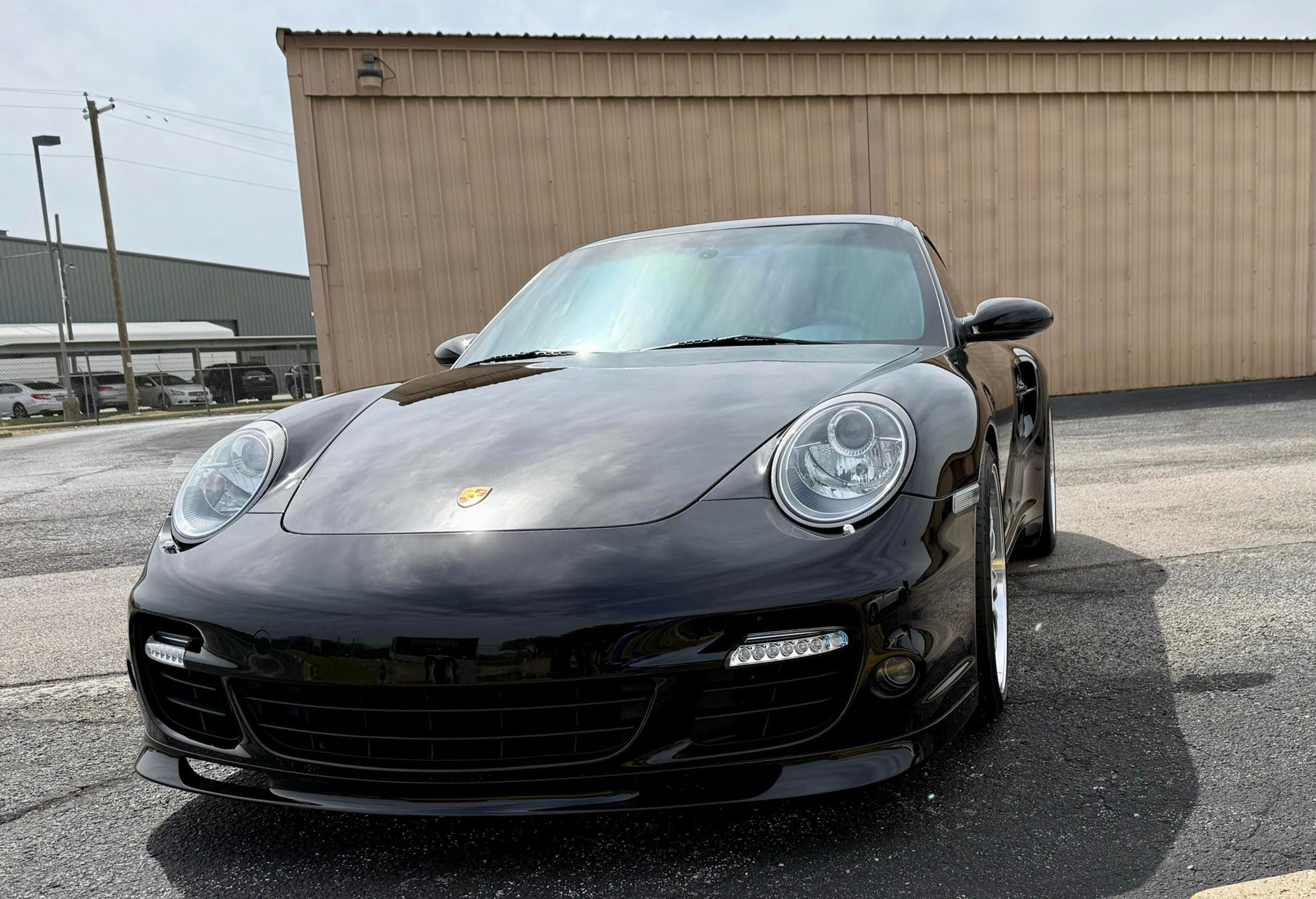 Black Porsche 911 997 Turbo with 19" ML-10RT Apex wheels in Machined Lip Brushed Clear