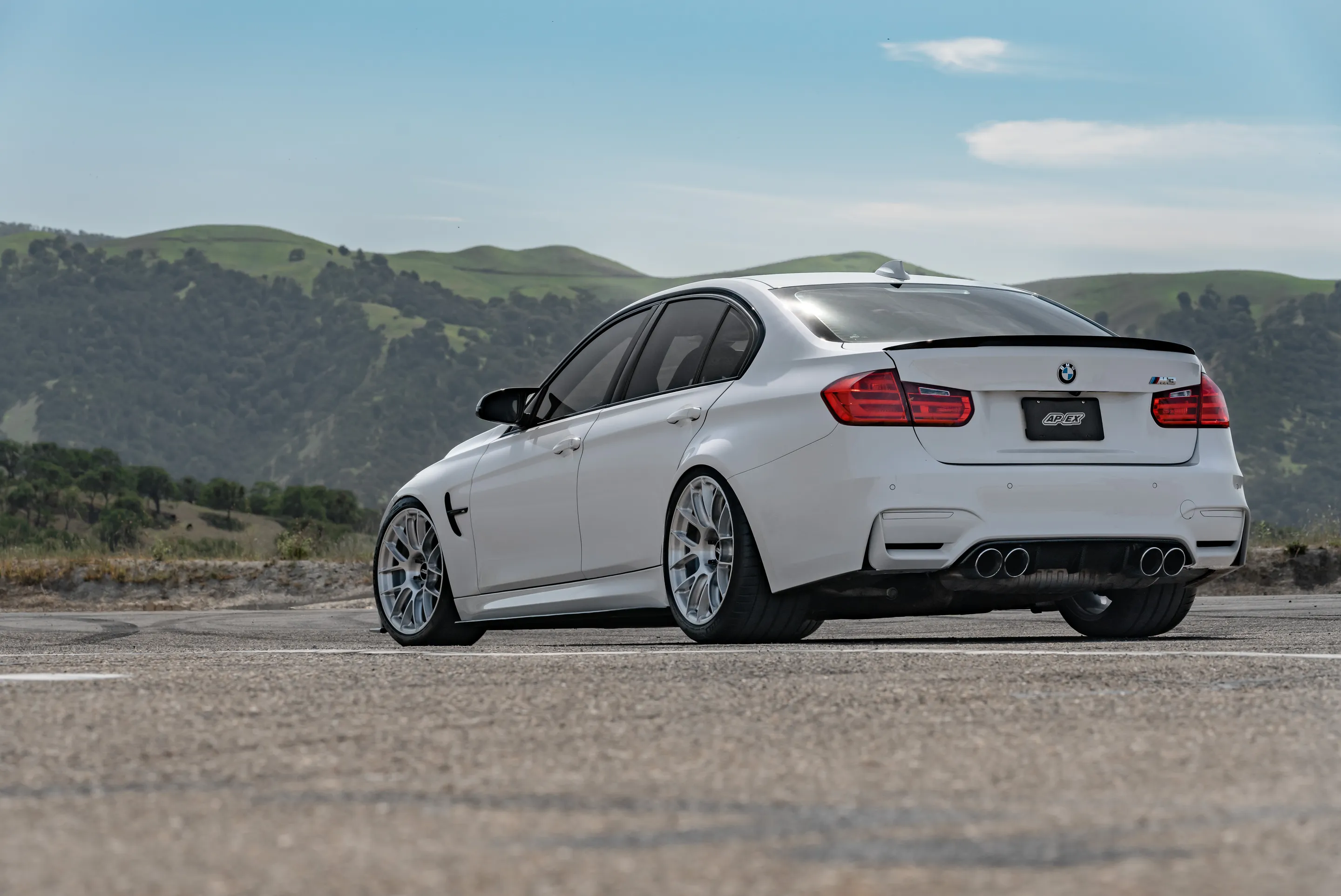 White BMW F80 M3 with 19" EC-7RS Apex wheels in Brushed Clear