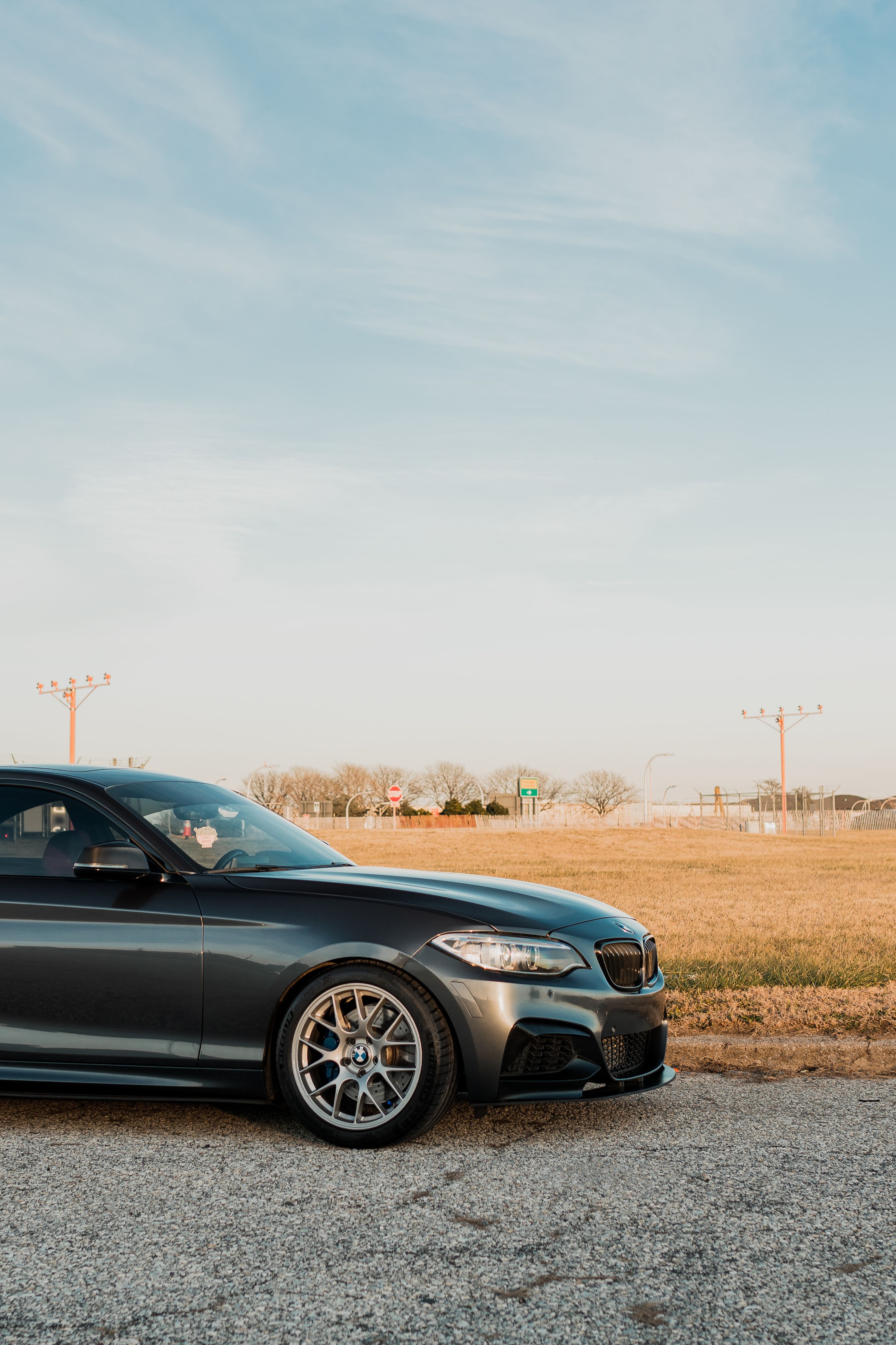 Grey BMW F22 Coupe 2 Series with 18" EC-7 Apex wheels in Race Silver