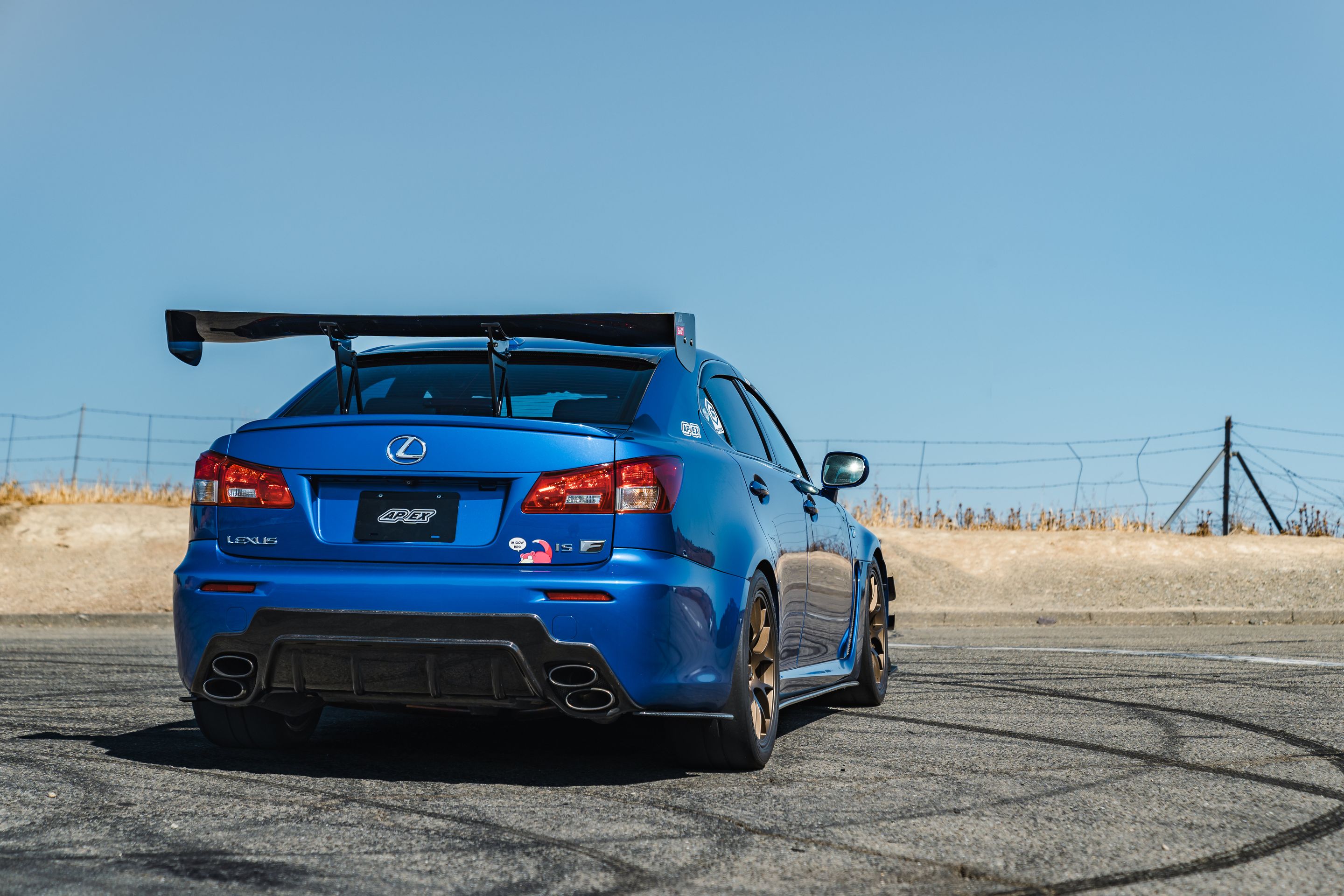 Blue Lexus USE20 IS-F with 18" EC-7 Apex wheels in Satin Bronze