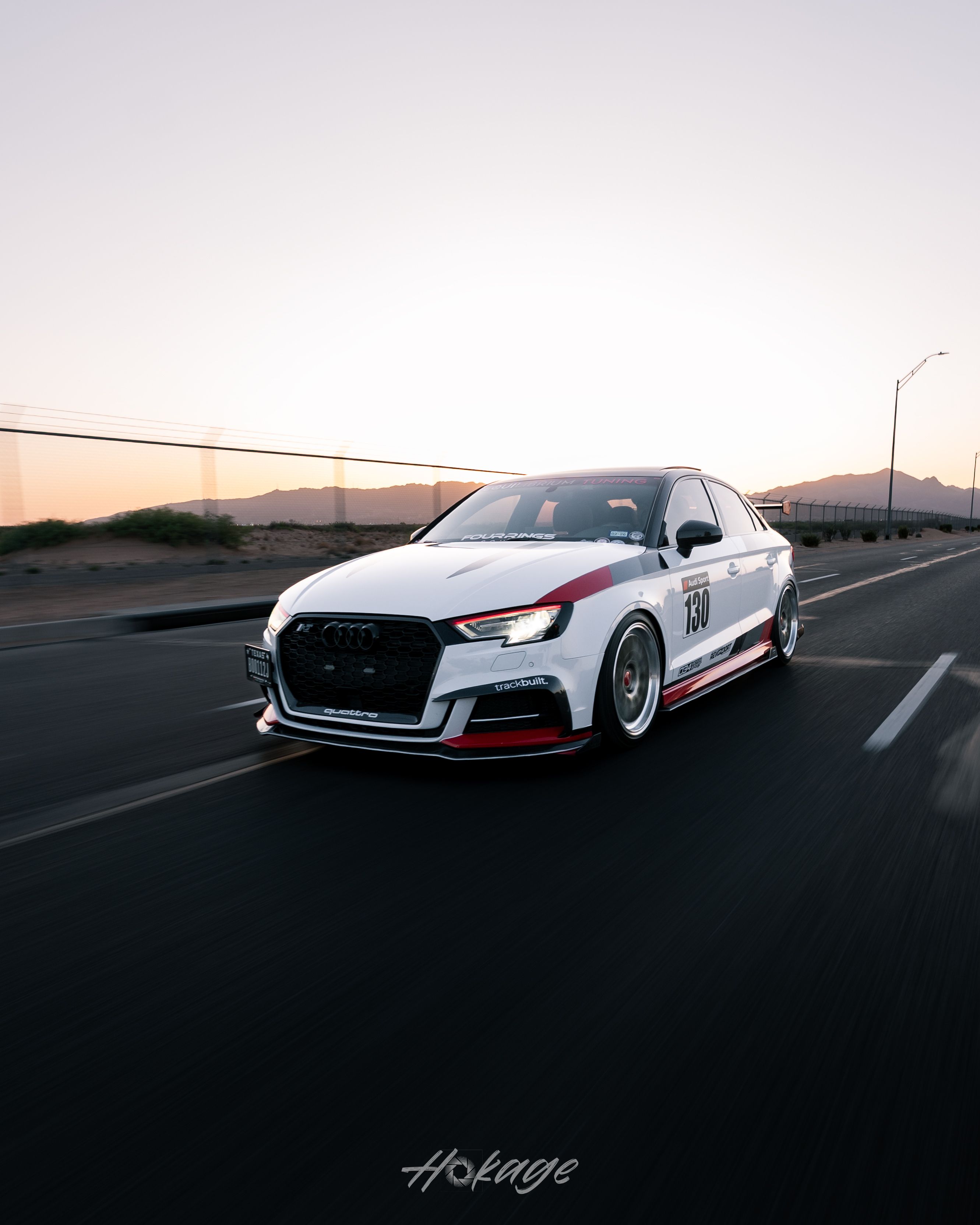 Race Livery Audi 8V A3 with 18" ML-10RT Apex wheels in Machined Lip Gloss Motorsport Gold