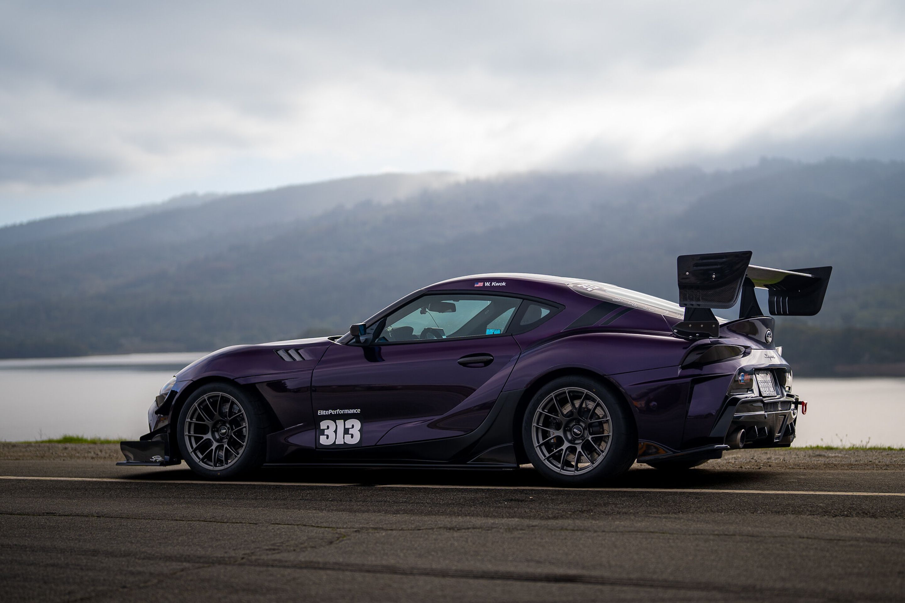 Purple Toyota GR Supra with 18" EC-7RS Apex wheels in Anthracite