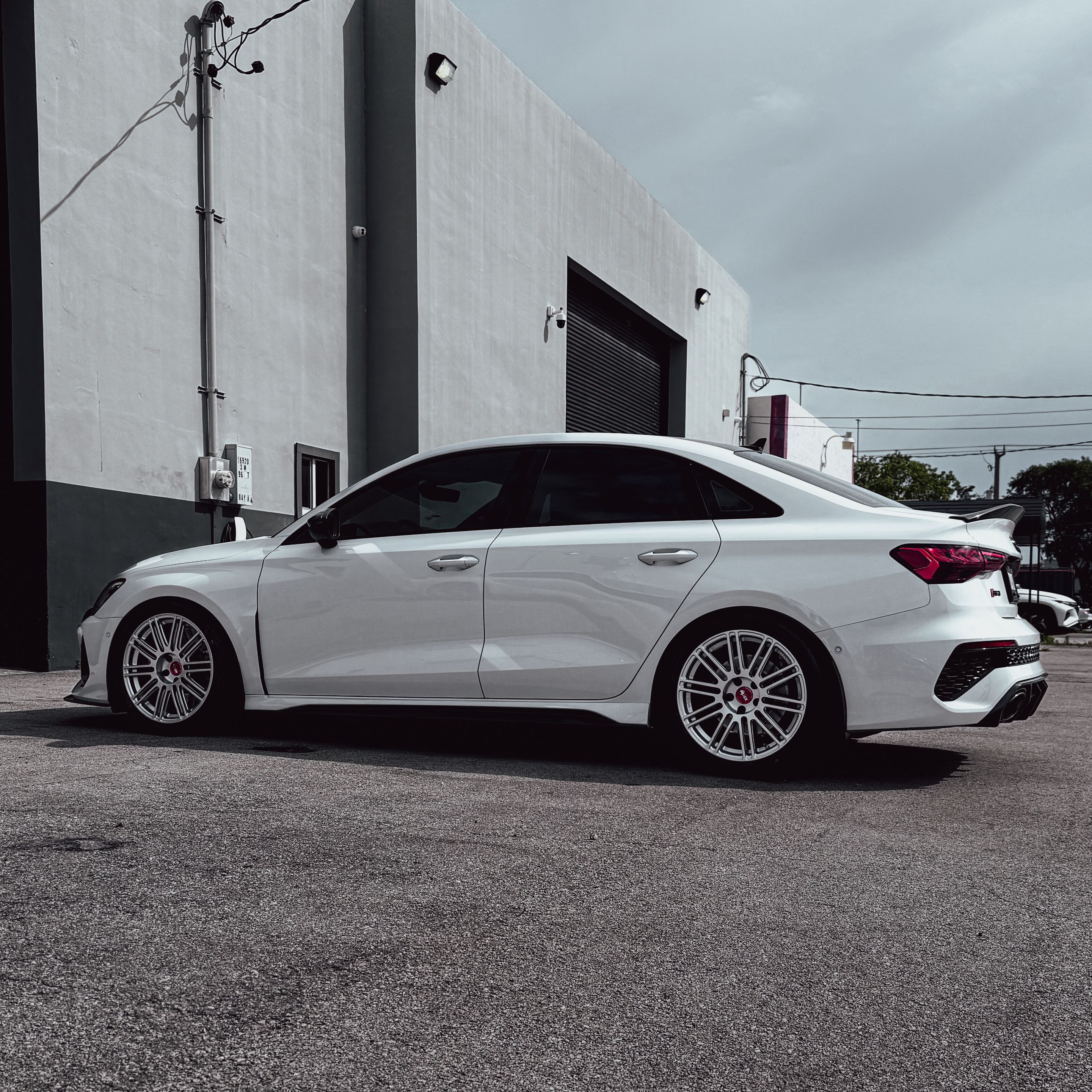 Grey Audi 8Y RS 3 with 18" TC-10RT Apex wheels in Race Silver