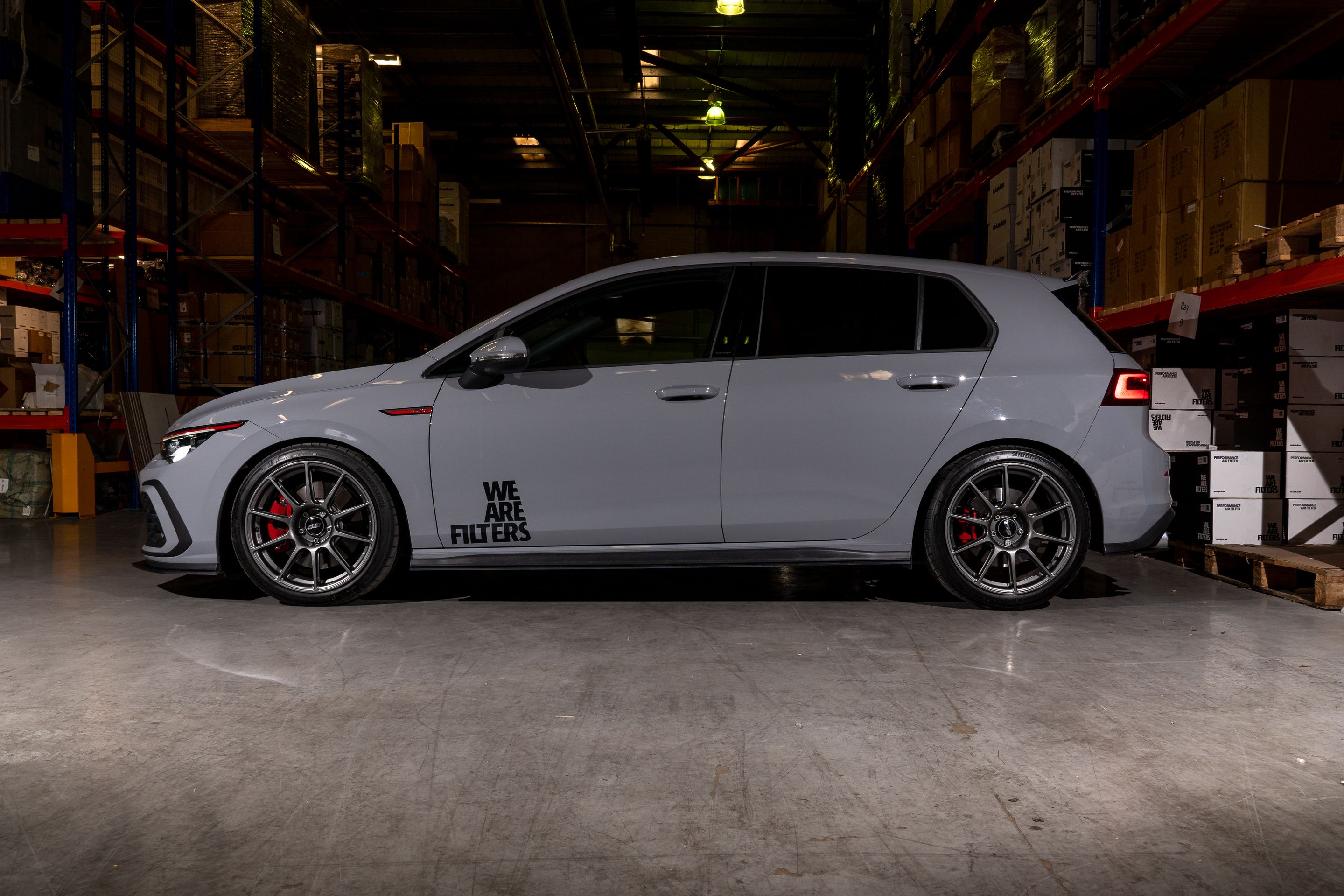 Grey VW MK8 GTI with 18" SM-10 Apex wheels in Anthracite