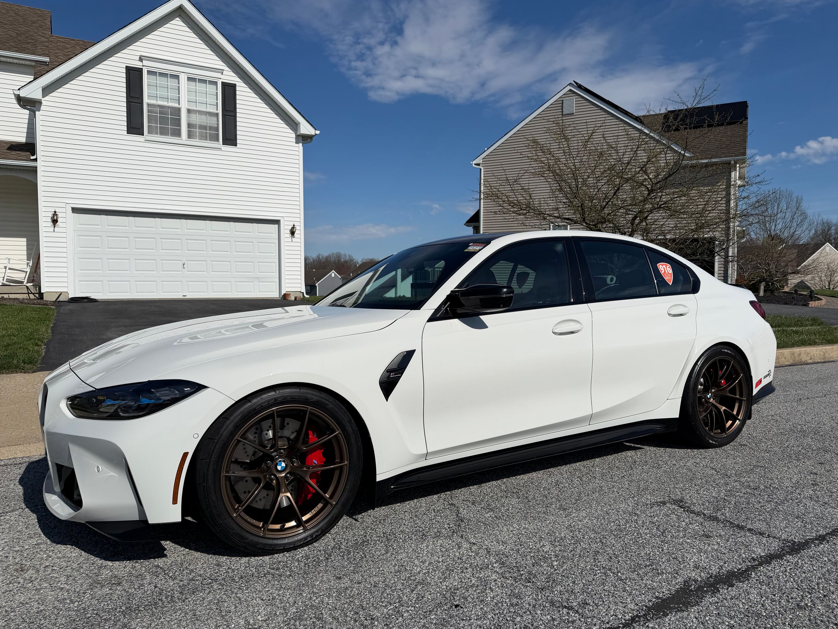 White BMW G80 M3 with 19" VS-5RS Apex wheels in Satin Bronze