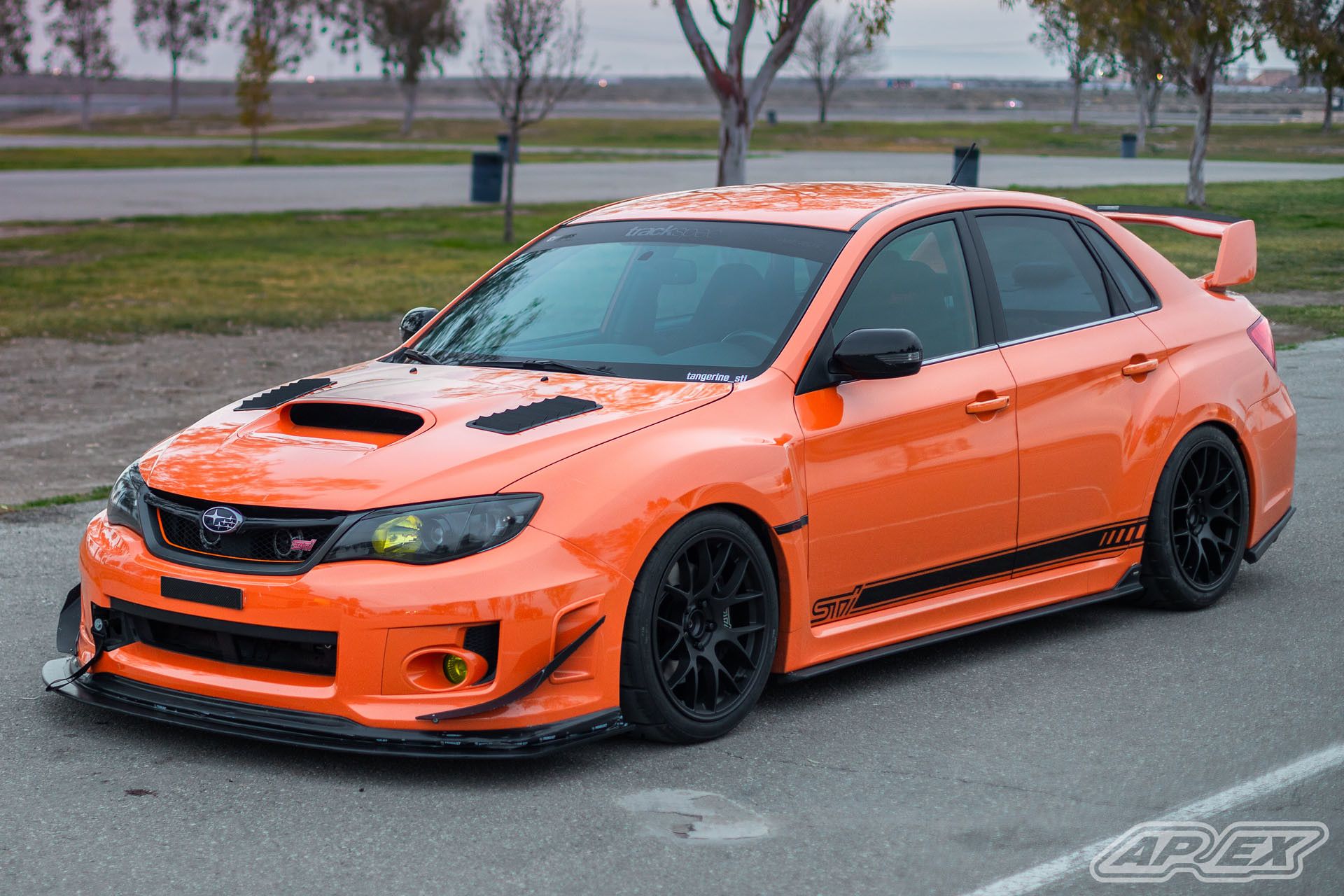 Orange Subaru WRX STI - EC-7 in Satin Black