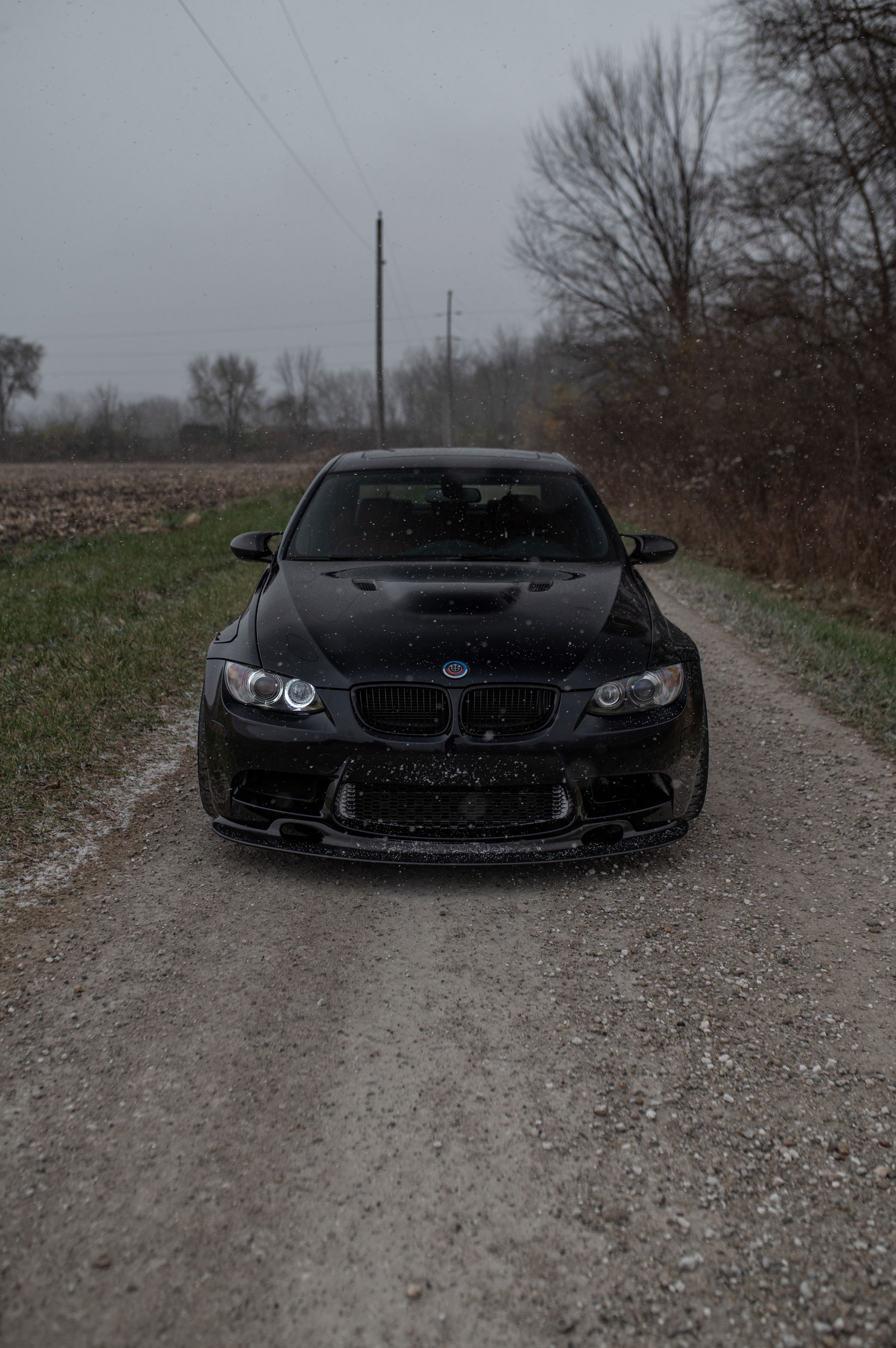 Black BMW E90 Sedan M3 with 18" ARC-8 Apex wheels in Satin Black