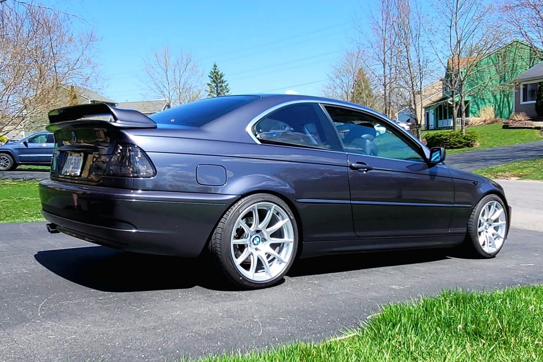 Black BMW E46 3 Series with 18" SM-10 Apex wheels in Race Silver