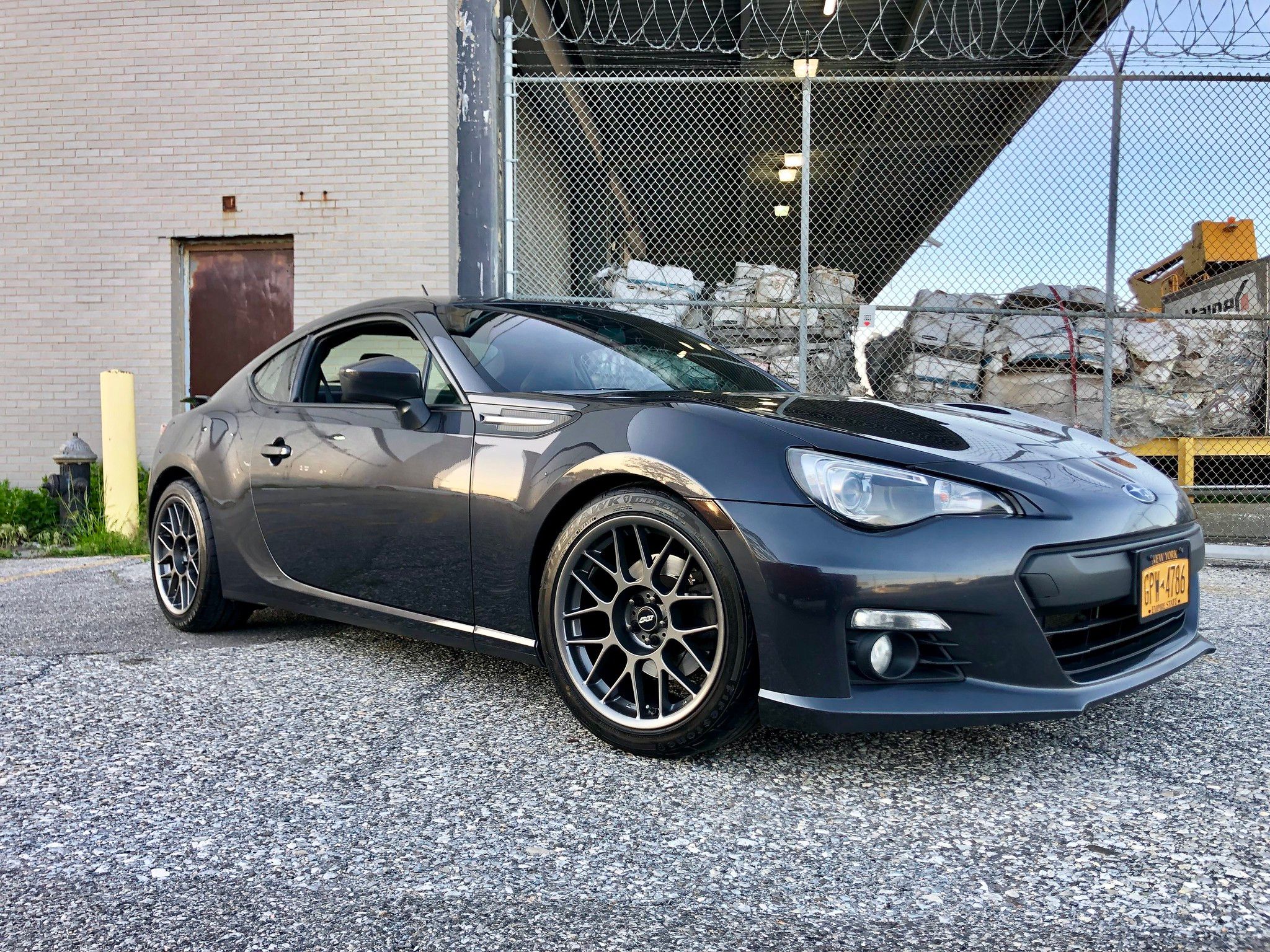 Grey Subaru ZC6 / Gen 1 BRZ with 17" ARC-8 Apex wheels in Anthracite